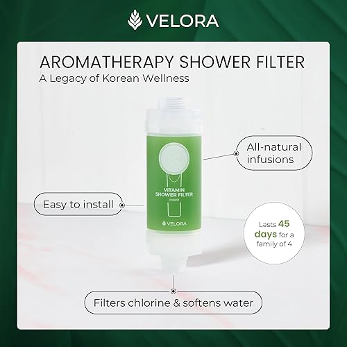 Miniatura 2 de VELORA Filtro de ducha con vitamina C  Filtro de agua de ducha de aromaterapia con aroma a bosque y suavizante  Accesorio universal para baño