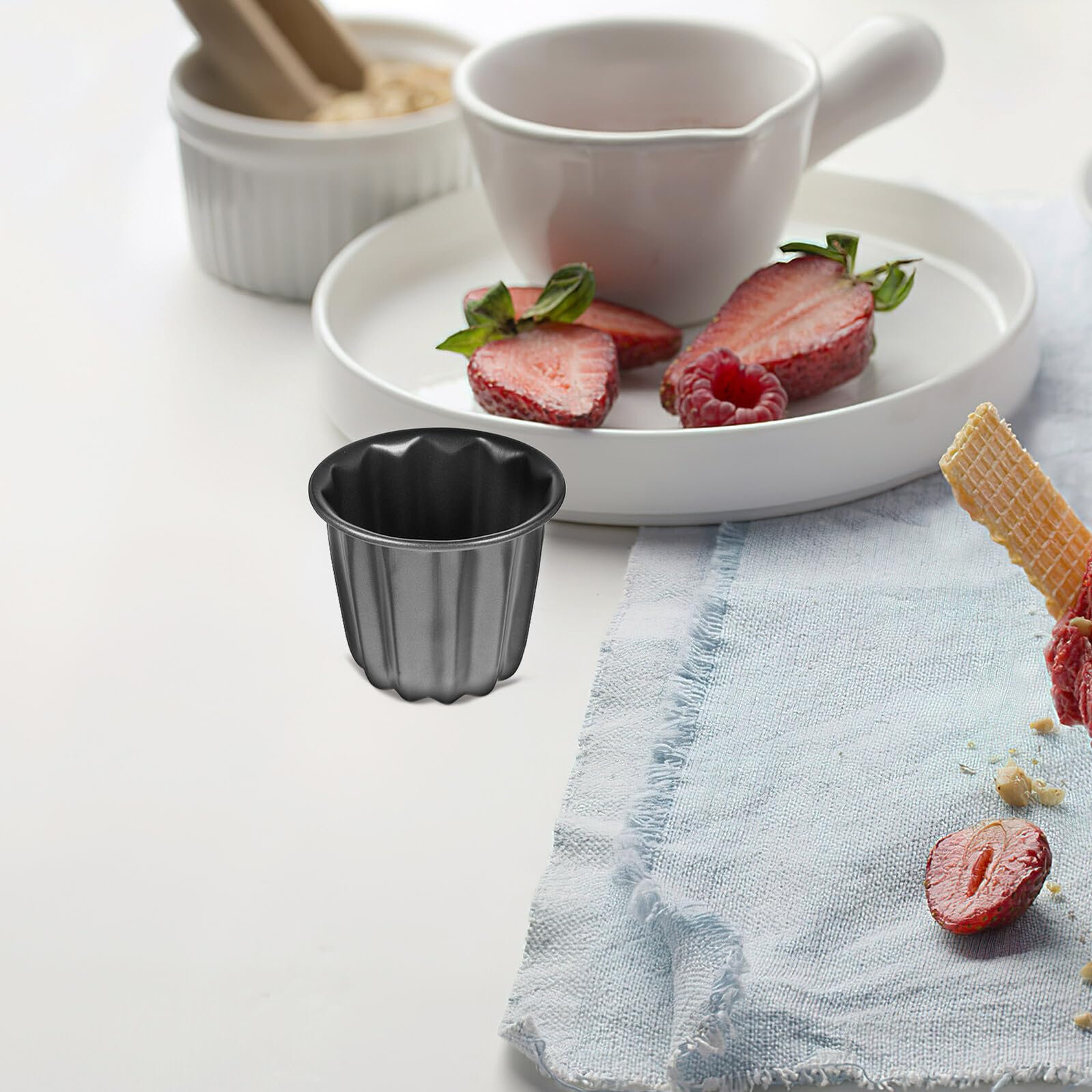 LABRIMP 4 Stück Muffinform aus Kohlenstoffstahl, Antihaft, Groß für Kuchen