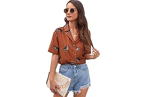 Flowery Print Button Down Shirts For Women