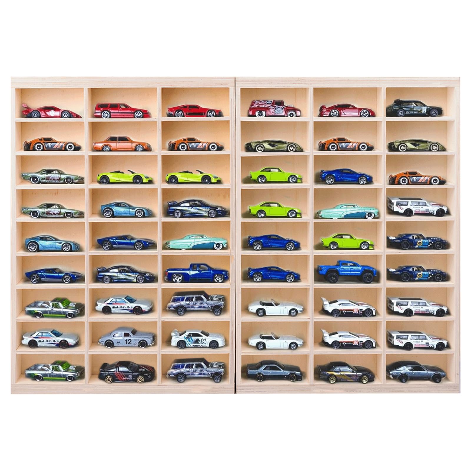 Photo 1 of 1:64 Model Car Wooden Display Case,54 Space,Storage Display Shelf,for 1/64 Scale Toy Cars,Wall Mount ,Model car Display Organizer,Collapsible Toy Car Storage(Only case)