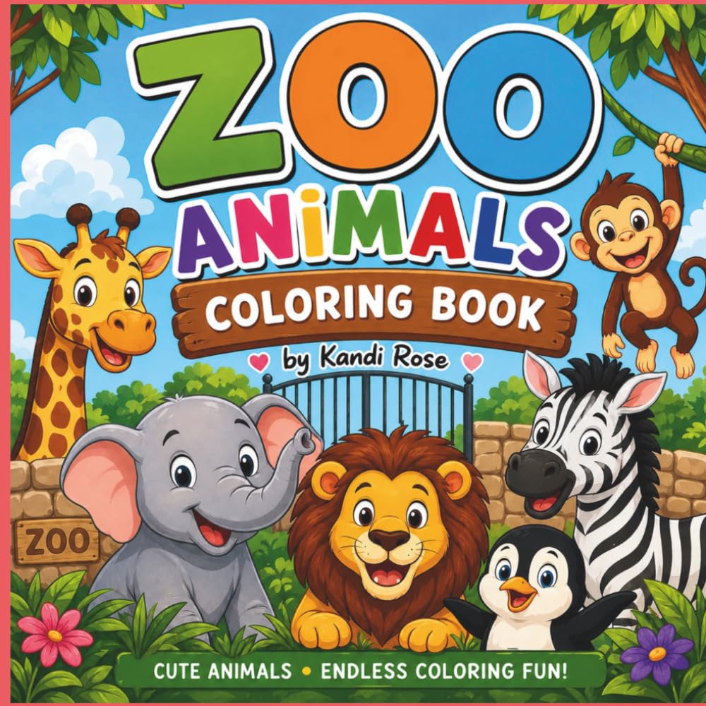 Zoo Coloring Book: A Fun and Easy Animal Coloring Book for Kids Ages 2-5 ~ Cute Zoo Animals for Toddlers and Preschoolers