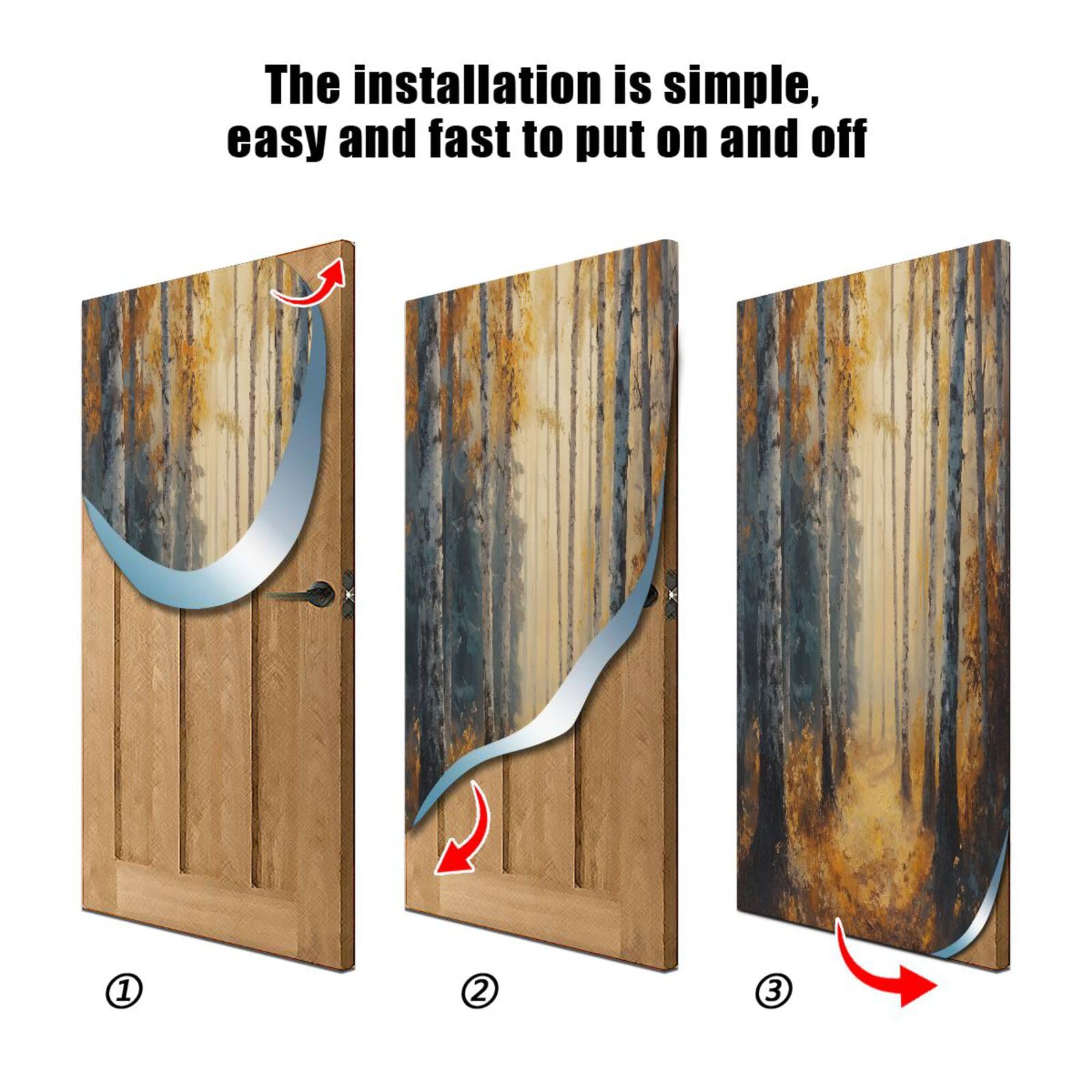 FLildon Autumn Woods Painting Door Cover Decoration, Party Accessory Porch Decor for Festive Ornament Room Door Covers 35 x 79 Inch