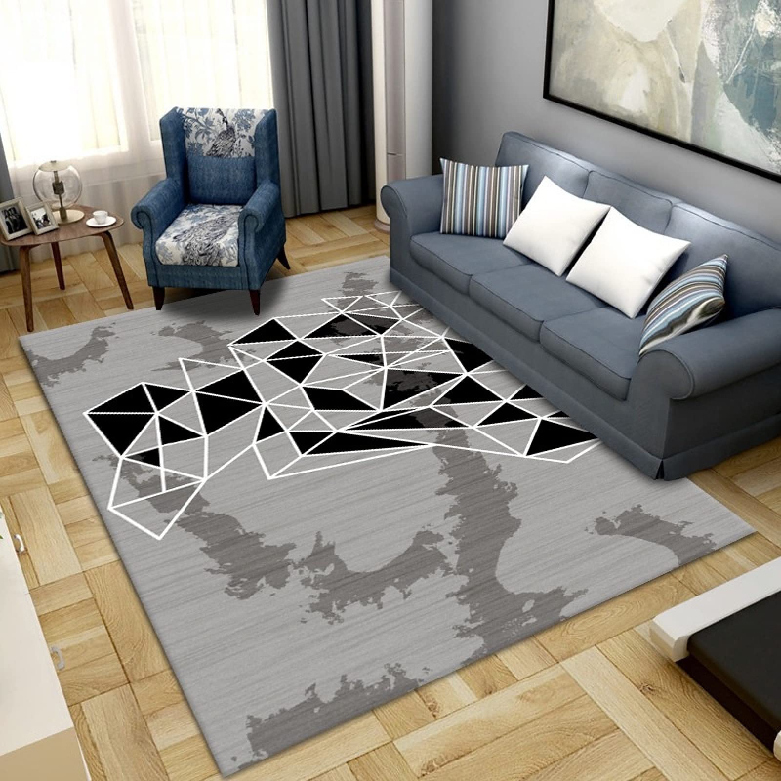 Tapis d'entrée géométrie noire pour sublimer votre couloir