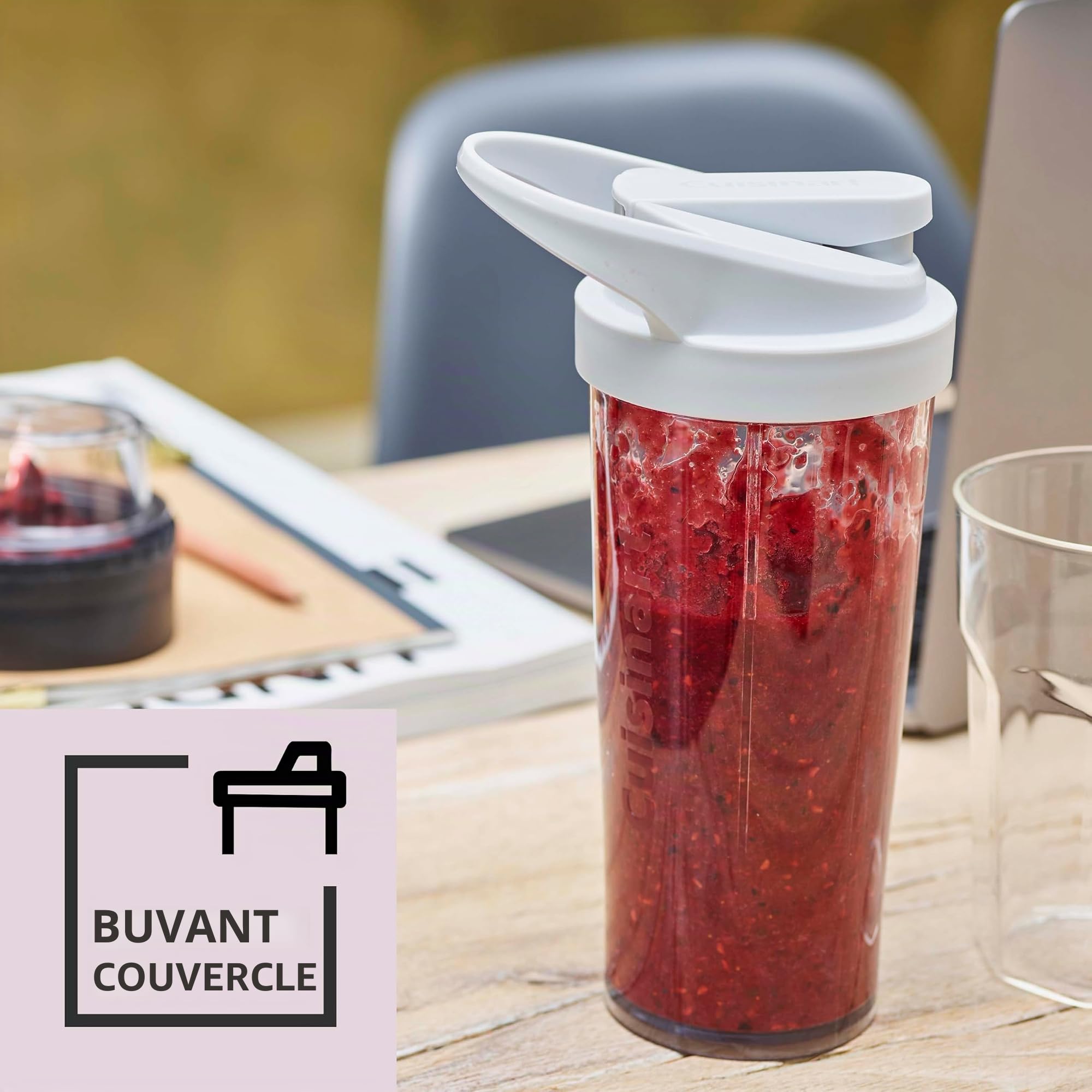 Cuisinart Blender sans fil 450 ml Bouteille de smoothie portable, broyeur à glace, frappe, milkshakes rechargeable par USB, tasse à mélanger portable sans BPA avec couvercle inclus