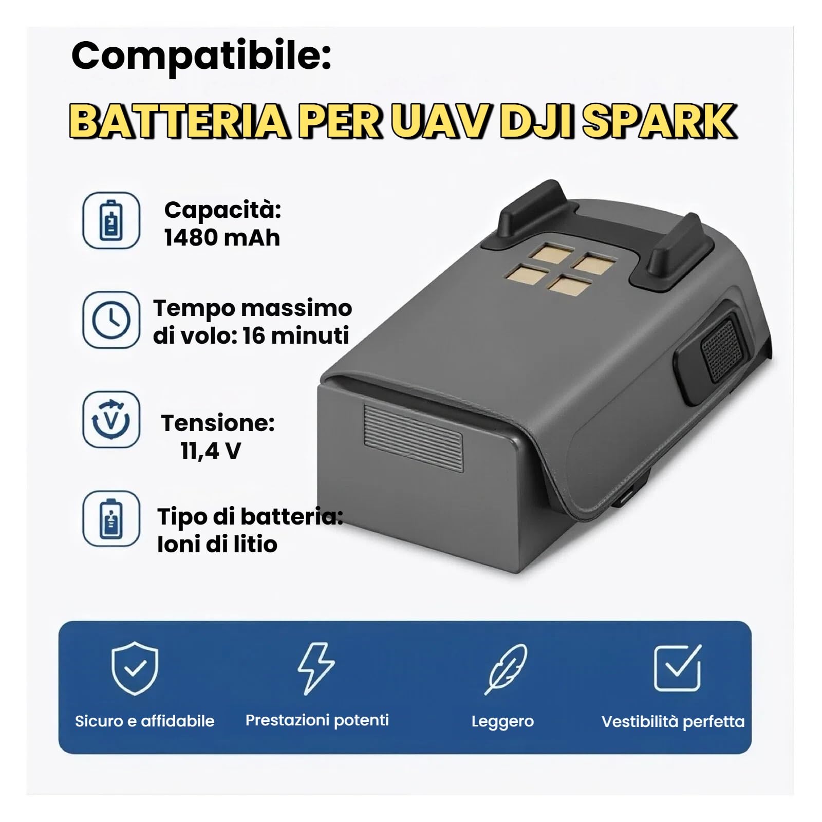 Batteria Di Volo Intelligente 1480mAh Compatibile Con DJI Spark Drone