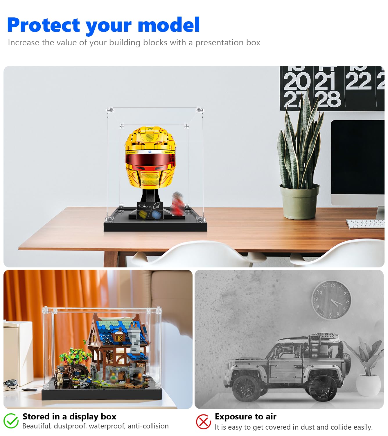 Vetrina in acrilico compatibile con casco Lego 43022, (solo