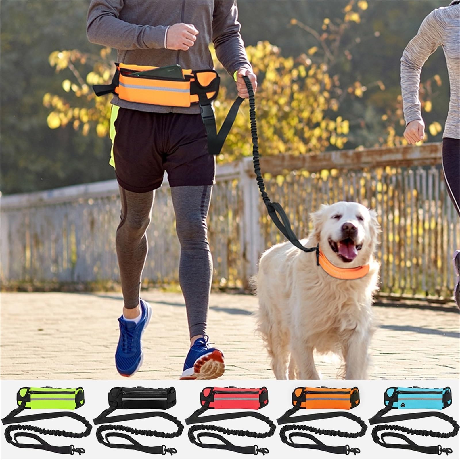 Joggingleine Hunde Hunde-Zugseilleine mit Gürteltasche, Nylon-Trainingsleine, Hundezubehör for Laufen, Gehen, Training, Wandern(Blue)