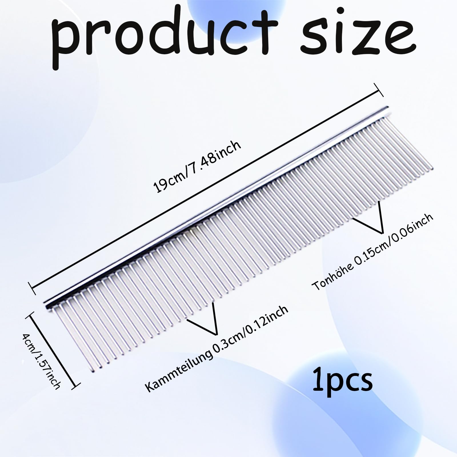 Pettine 2 In 1 Per Cani E Gatti | Acciaio Inox Con Denti Arrotondati | Per Pelo Lungo E Corto | Rimuove Nodi E Pelo Morto