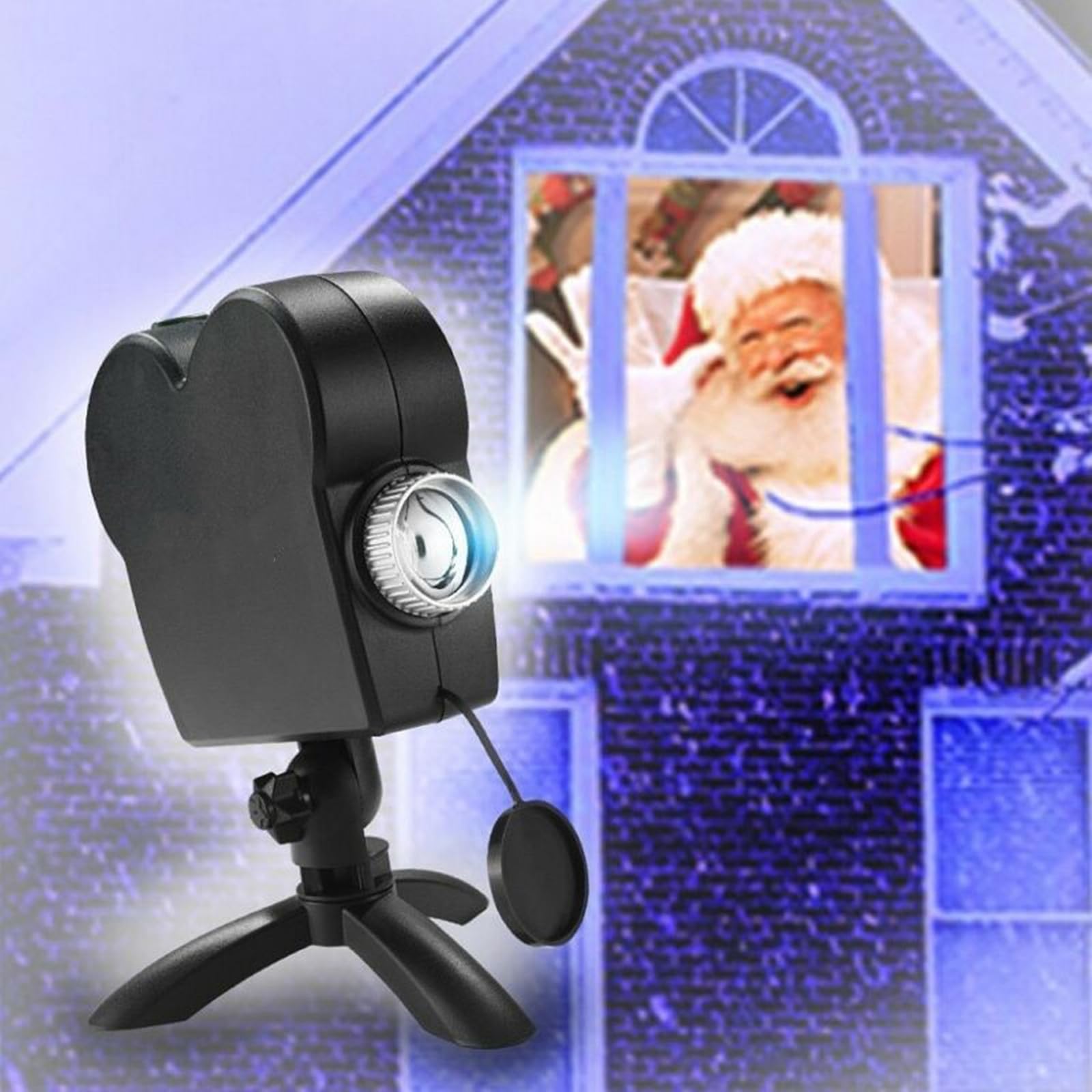 Waikub Christmas Halloween Holographic Window LED Projector Lights, Home Outdoor Party Garden Decoration, Turns Your Windows into Movie Screens,Black