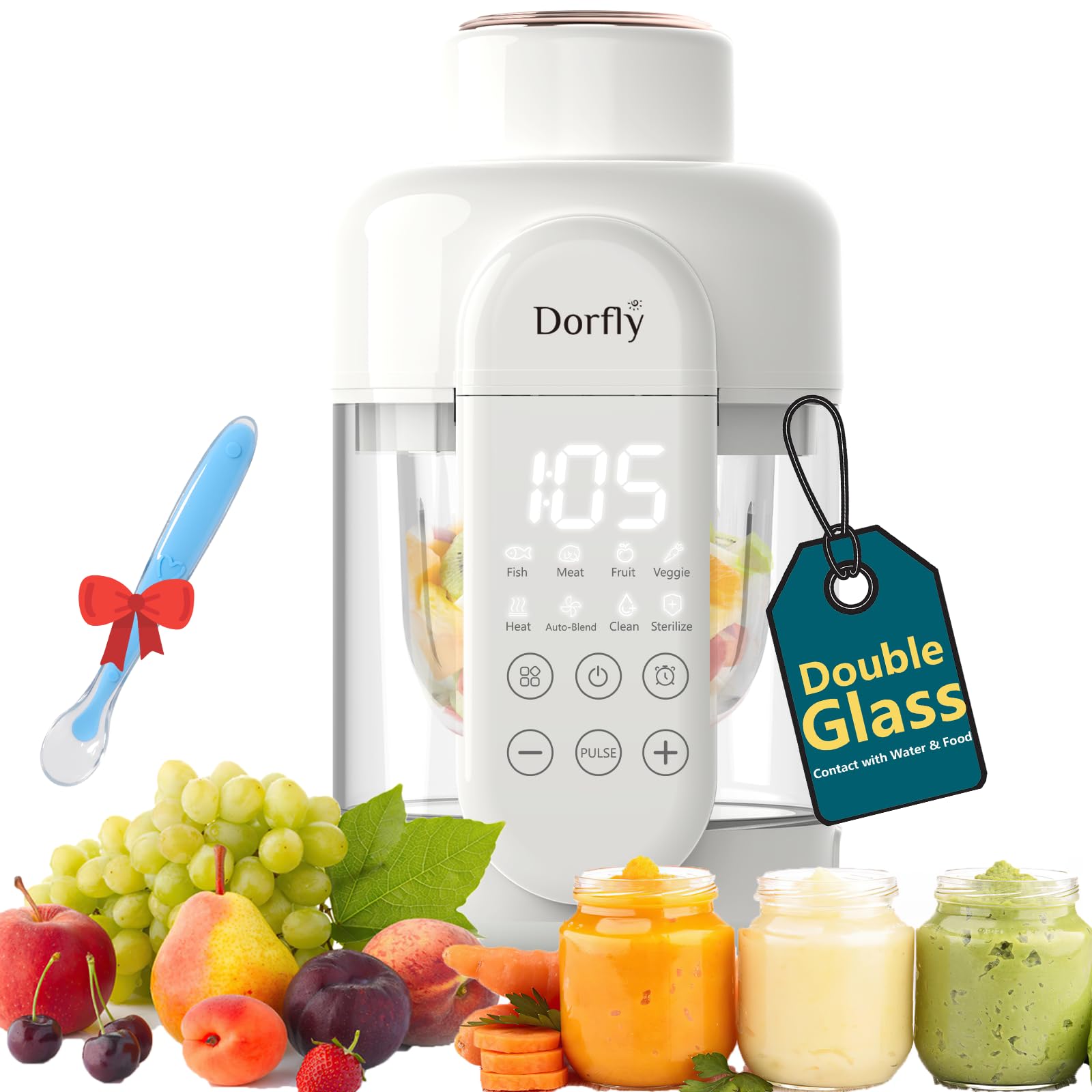 DORFLY Baby Food Maker Glass 12oz Steamer and Blender