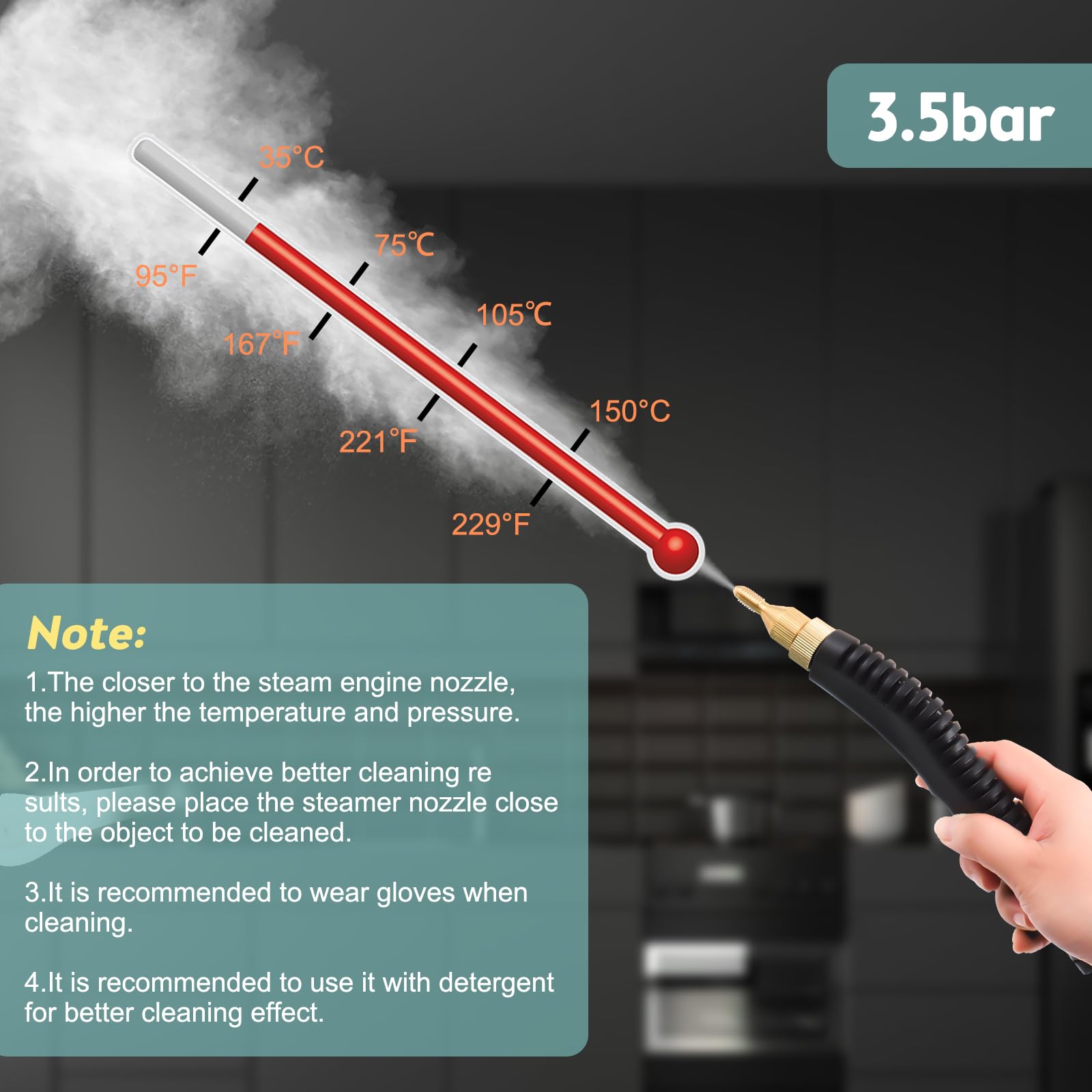 CCYLEZ Przenośna Myjka Parowa 1500 W Wysokotemperaturowa, Wysokociśnieniowa Mobilna Maszyna Czyszcząca 50-400 Ml/min Uniwersalna Ręczna Pod Ciśnieniem 3,5 Bara (wtyczka UE)