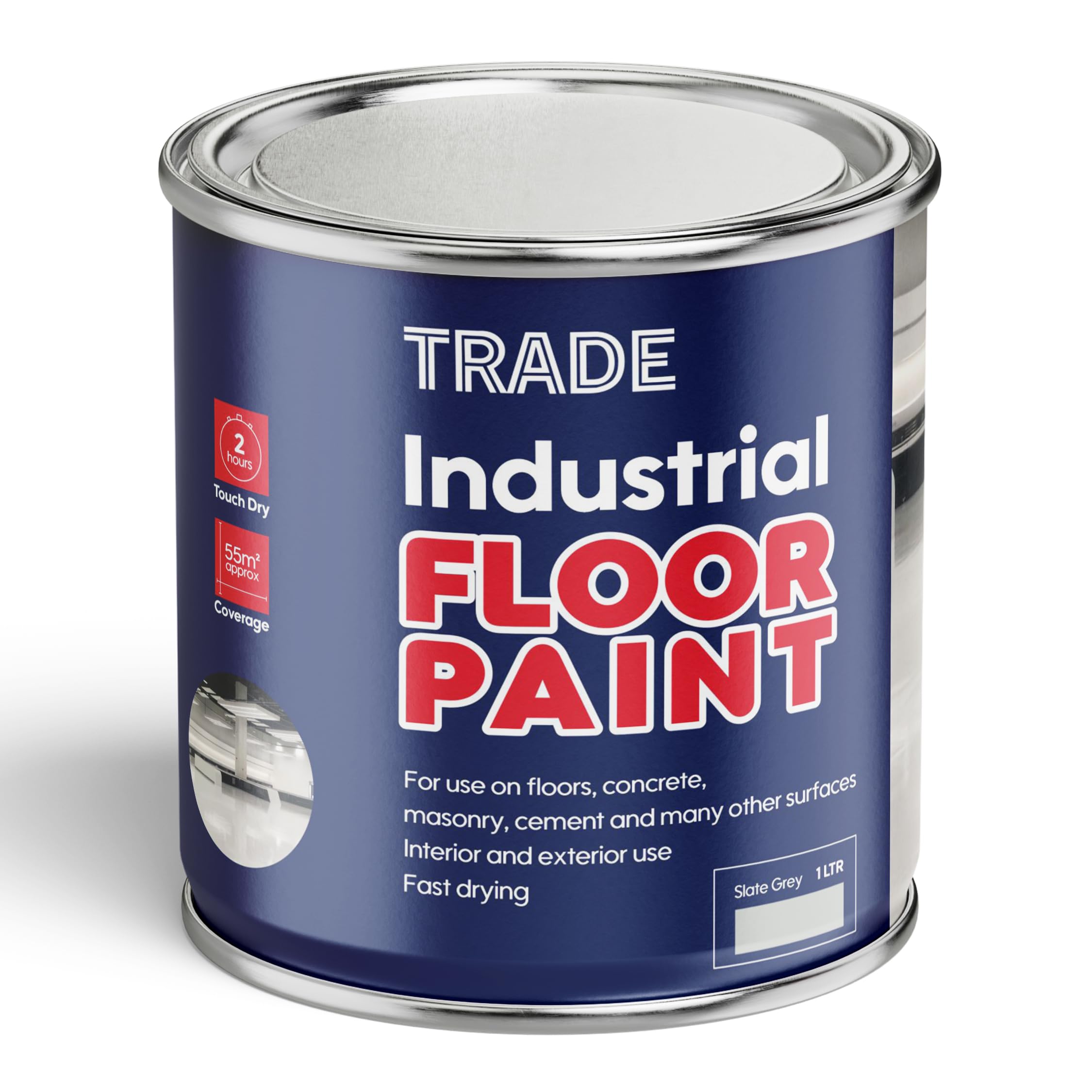 Morgan's Trade 1L Industrial Floor Paint-Ideal For Concrete, Masonry, Garage & Other Floors- Fast Drying Formula-Interior & Exterior Use- (Slate Grey)