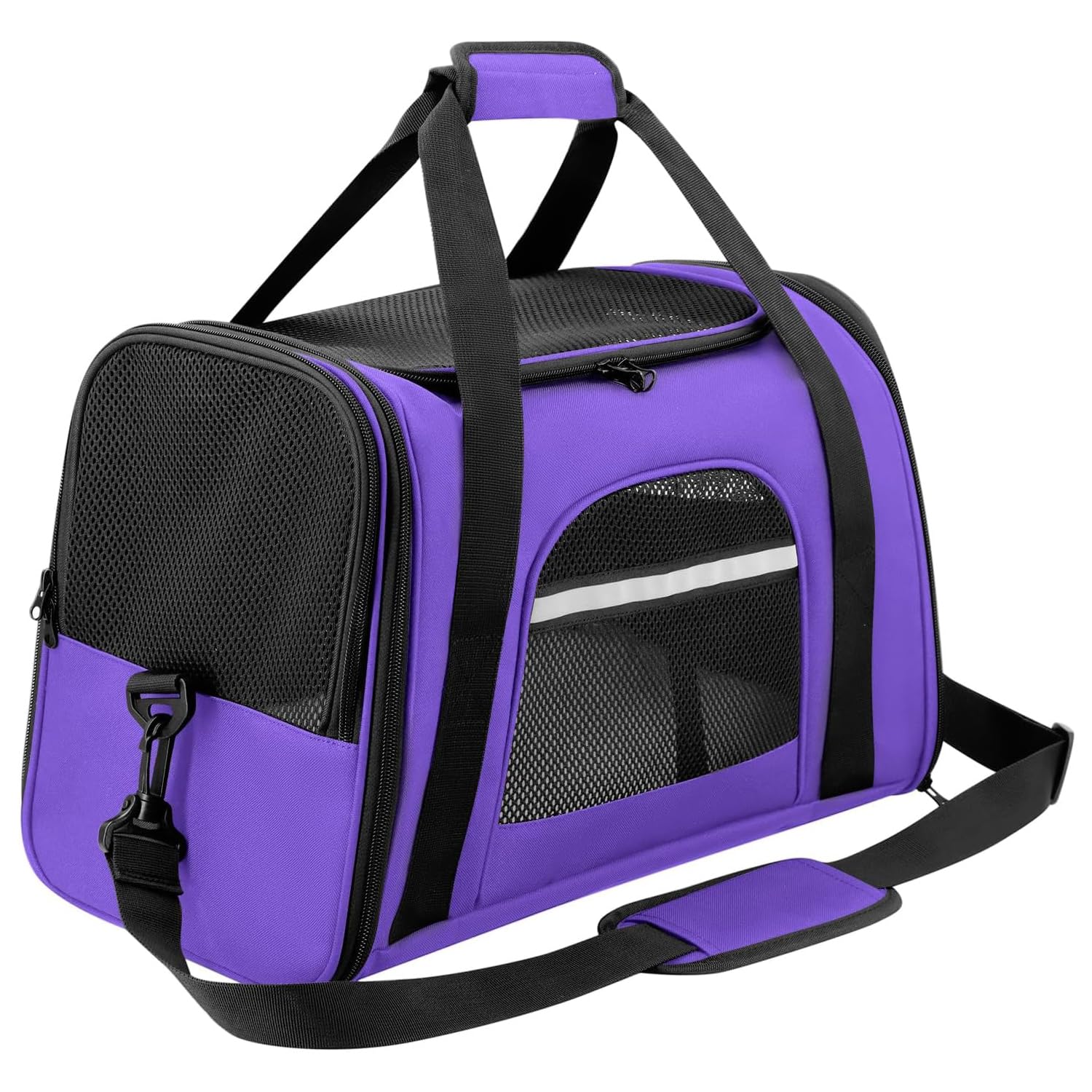 Trasportino per Cani e Gatti Borsa per Animali Portatile Pieghevole Borsa per Gatti Traspirante con Ciotola per Acqua Portatile (Viola)
