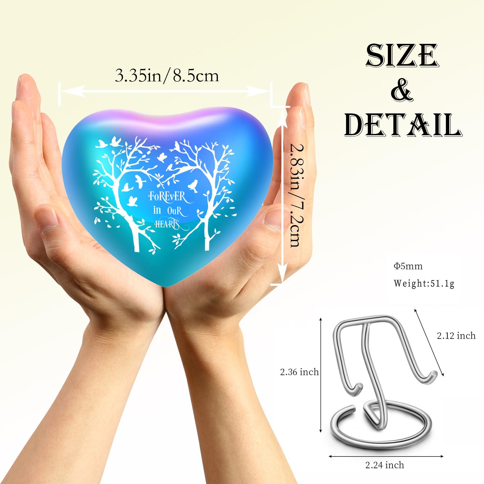 QGJNSGC Cat Urn Dog Animal Urns for Dogs Heart Shape (Rainbow Tree) - Image 2