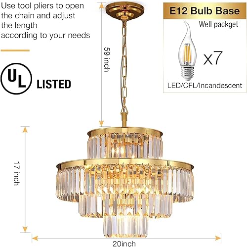 Miniatura 6 de Candelabros y luces de cristal de estilo moderno, colgantes redondos, clásicos, lámpara de techo colgante de 4 niveles para comedor y sala de estar