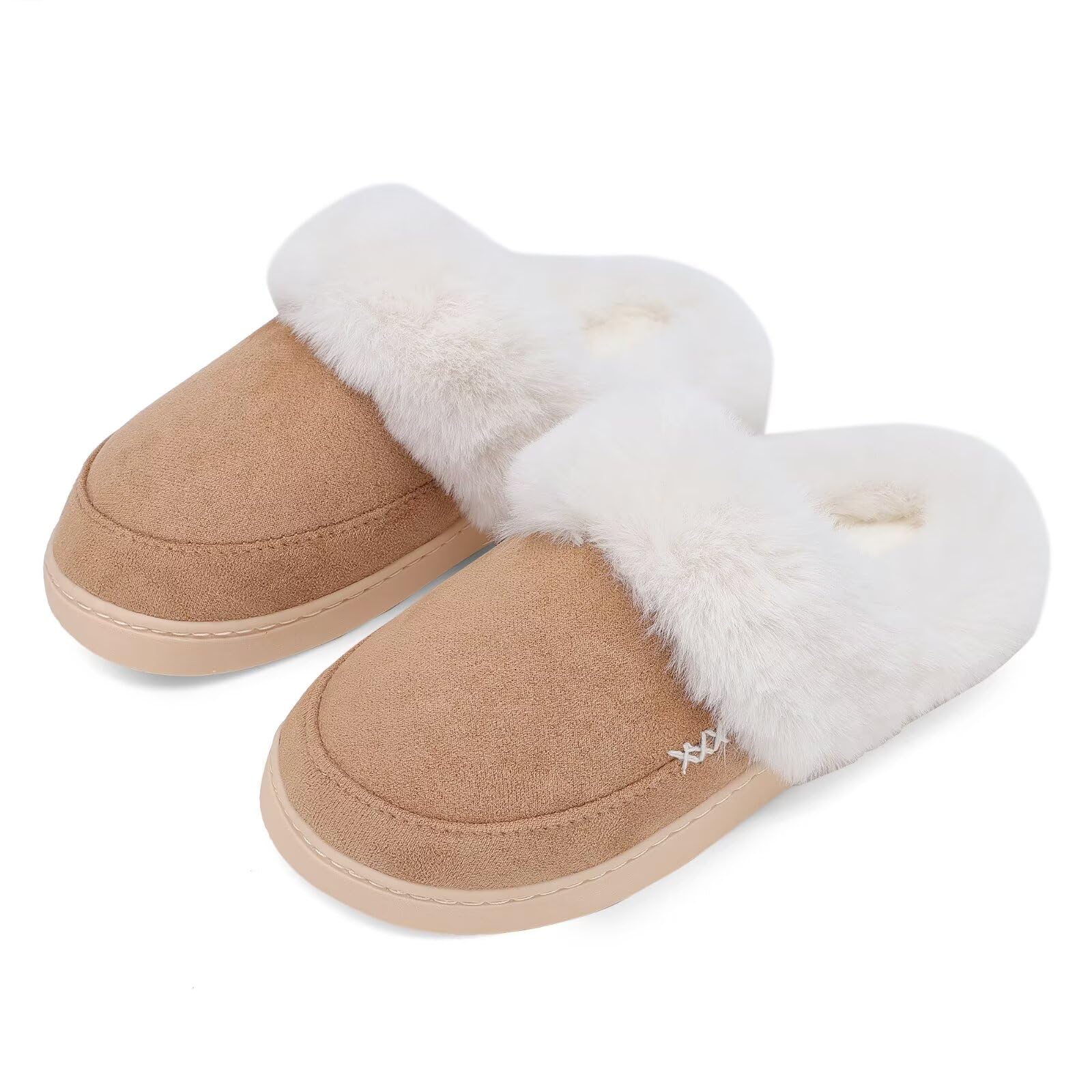 ninecifun women39s and men39s memory foam house slippers faux fur lined indoor fuzzy slippers with no-slip sole slip on suede home shoes warm winter gift for women amp men