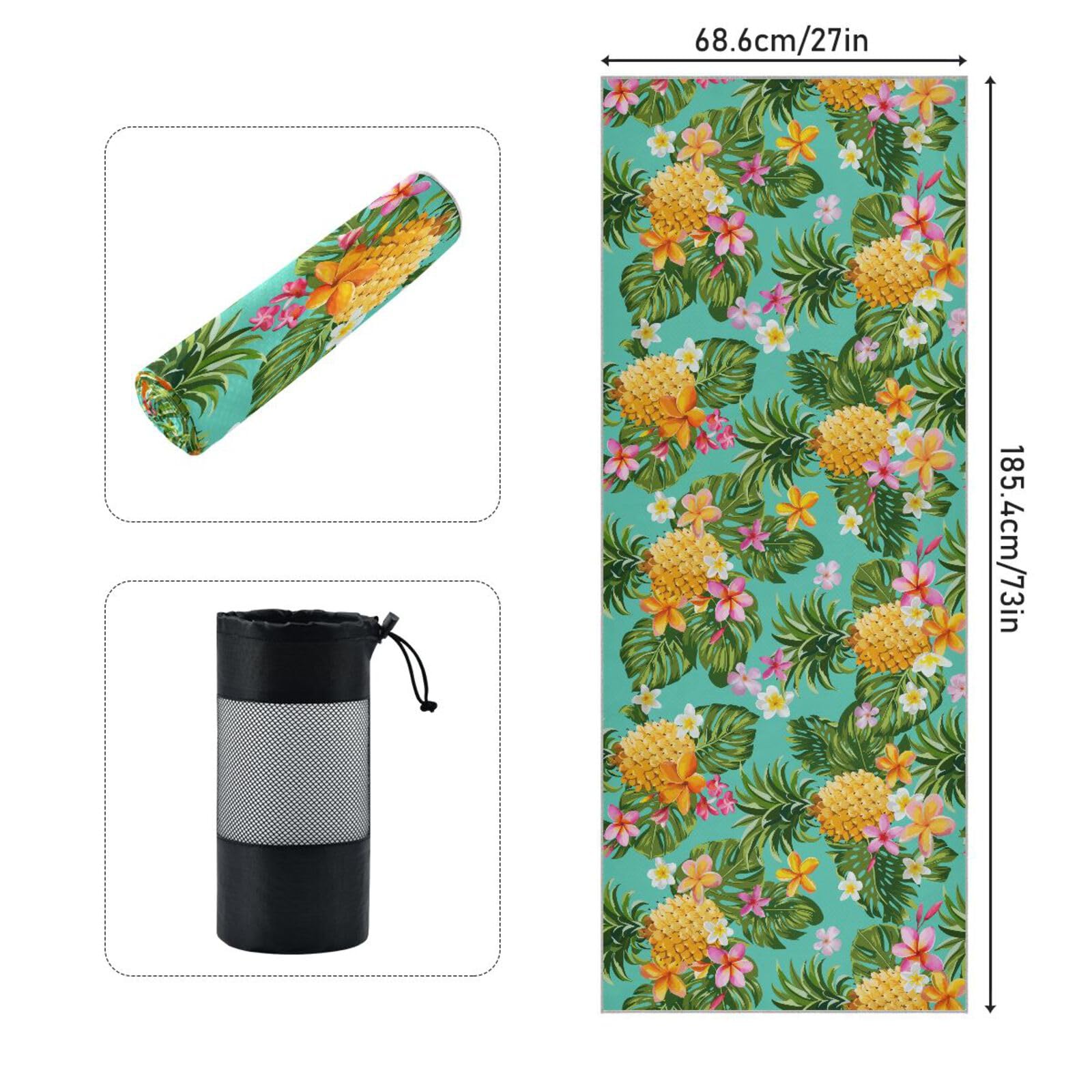 Amazon.co.jp: SUKAU ヨガタオル 滑り止め パイナップル柄