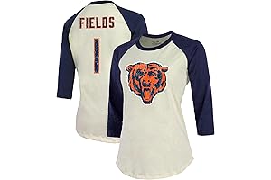 Women's Justin Fields Cream/Navy Chicago Bears Player Name & Number Raglan 3/4-Sleeve T-Shirt