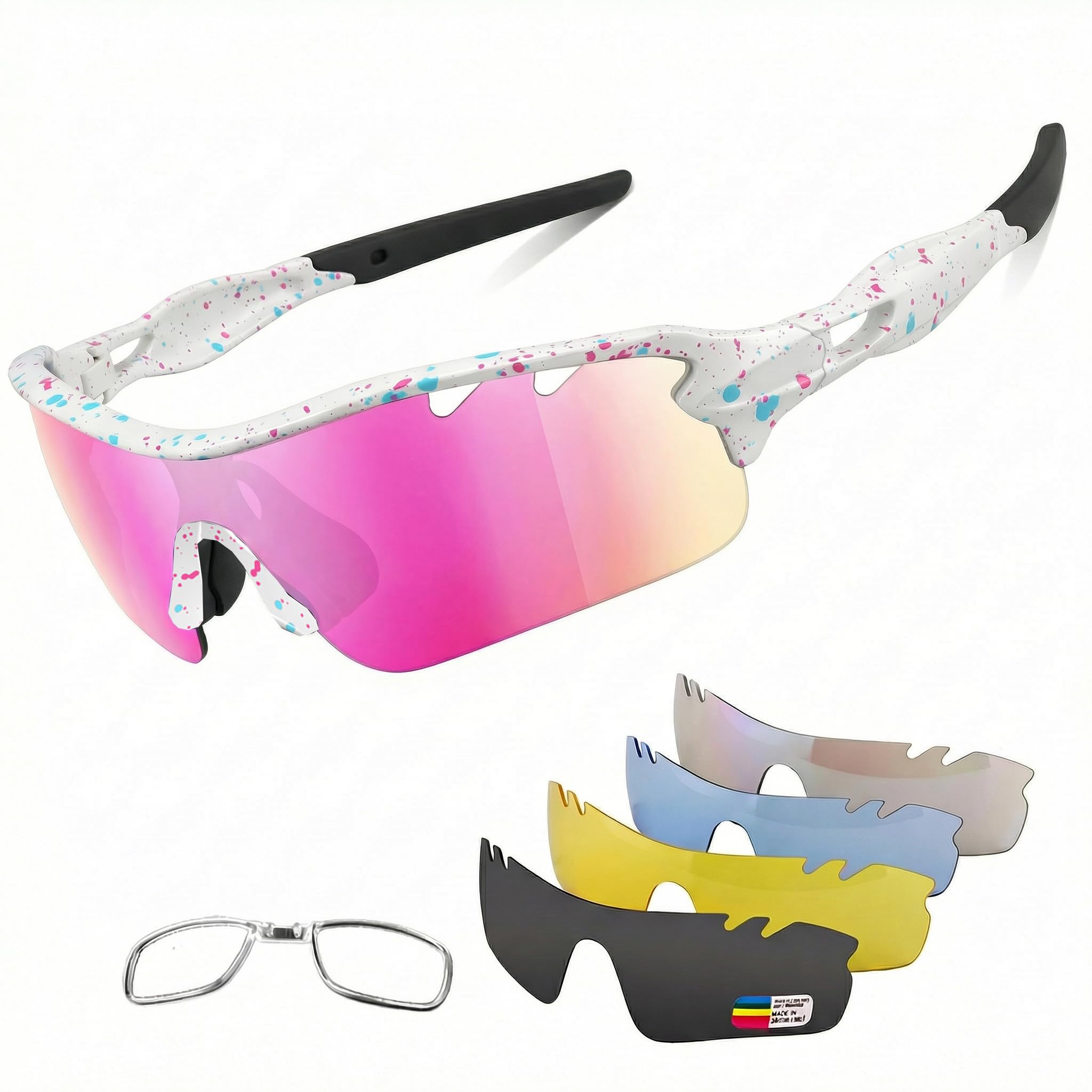BangLong Polarized UV400 Sports Sunglasses with 5 Lenses for Men Women