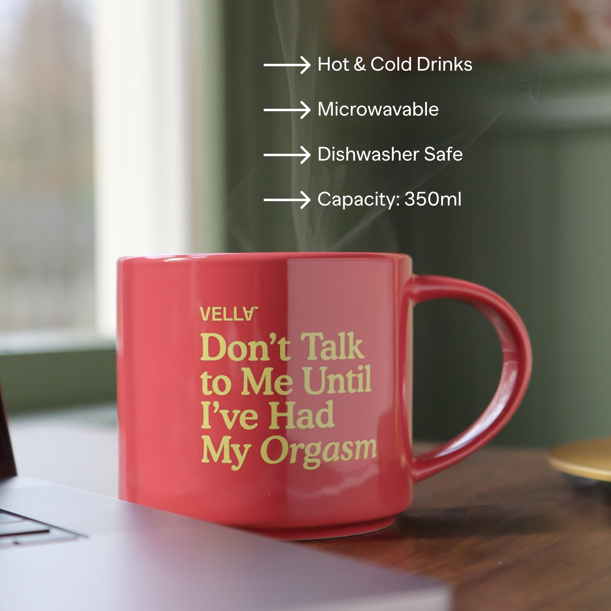 VELLA Taza de café de cerámica de 16 onzas, tazas de café grandes para mujer, aptas para microondas y lavavajillas, regalos para amantes del café para mujeres, dimensiones de 5.75 x 3.5 pulgadas,