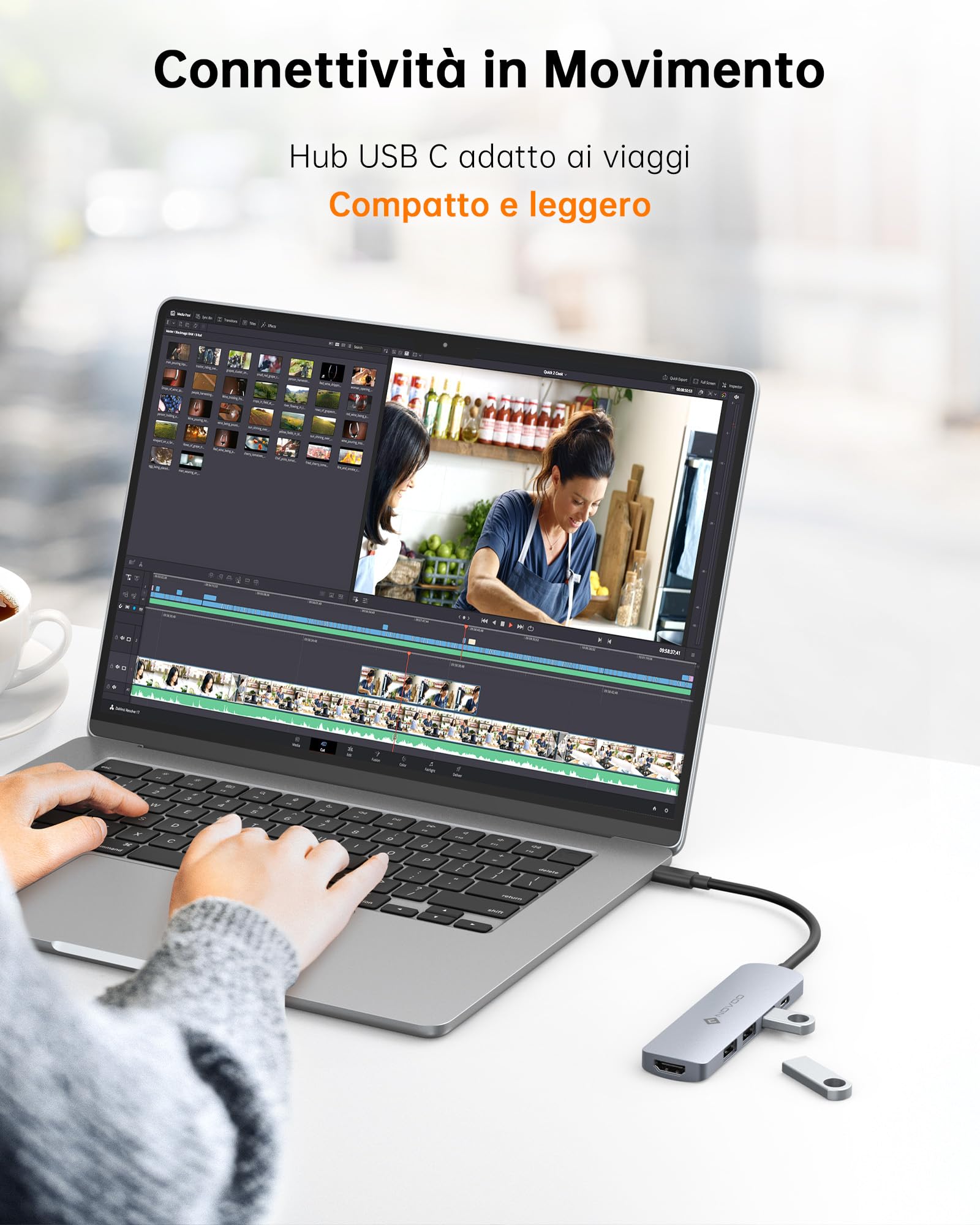 NOVOO USB C Hub with HDMI 4K, 100W PD, 3 USB Data Ports USB C 5Gbps Dock USB C Adapter for iPhone 15/15 Pro, MacBook Pro/Air M1 M2, iPad Pro, Surface, XPS, Thinkpad, Galaxy and More
