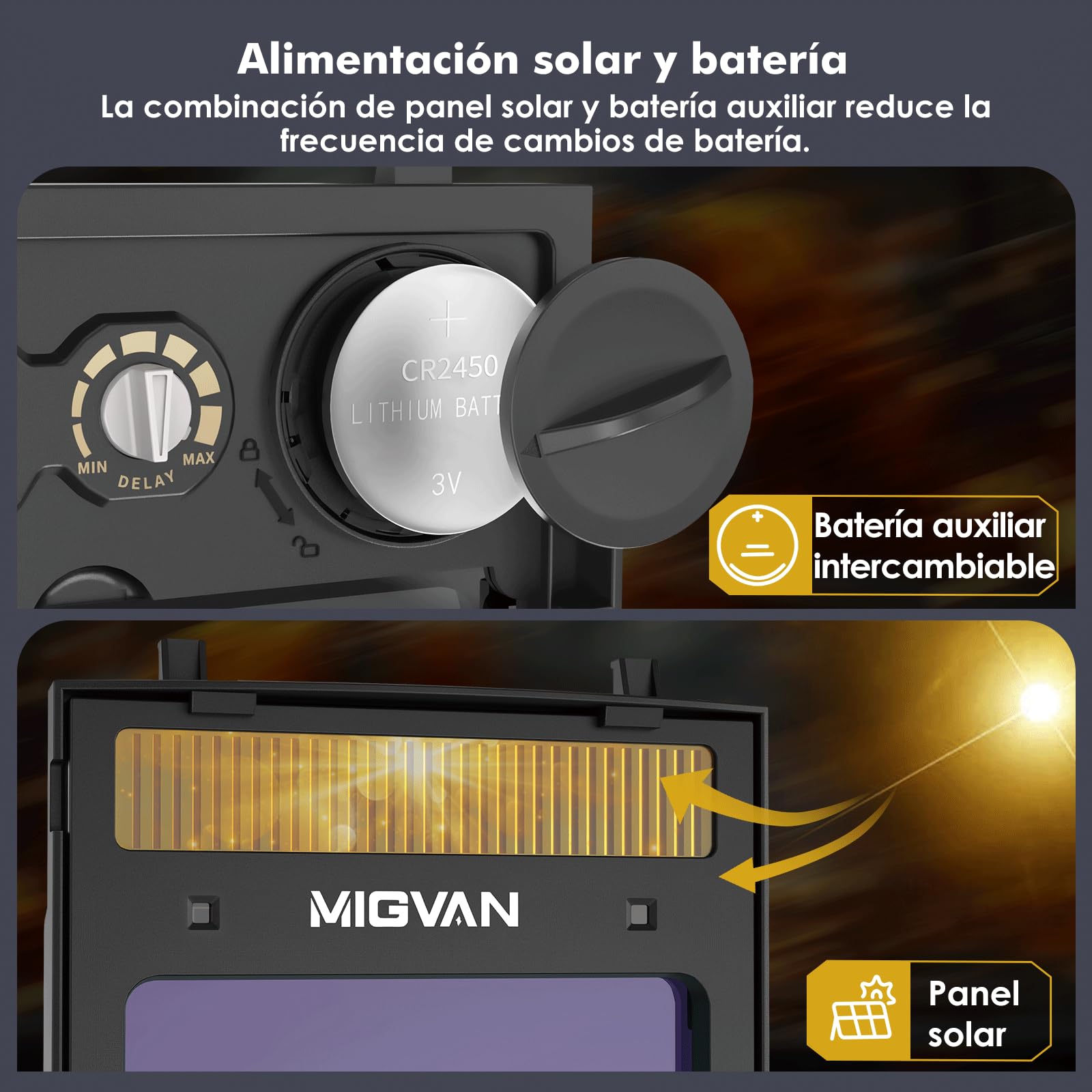 Careta Soldar Automática True-Color – 0,3 ms de oscurecimiento, Solar y batería, Careta de soldar, DIN 4/9–13, 93×43 mm – Máscara soldar Ligera para MIG TIG MMA ARC, H-11