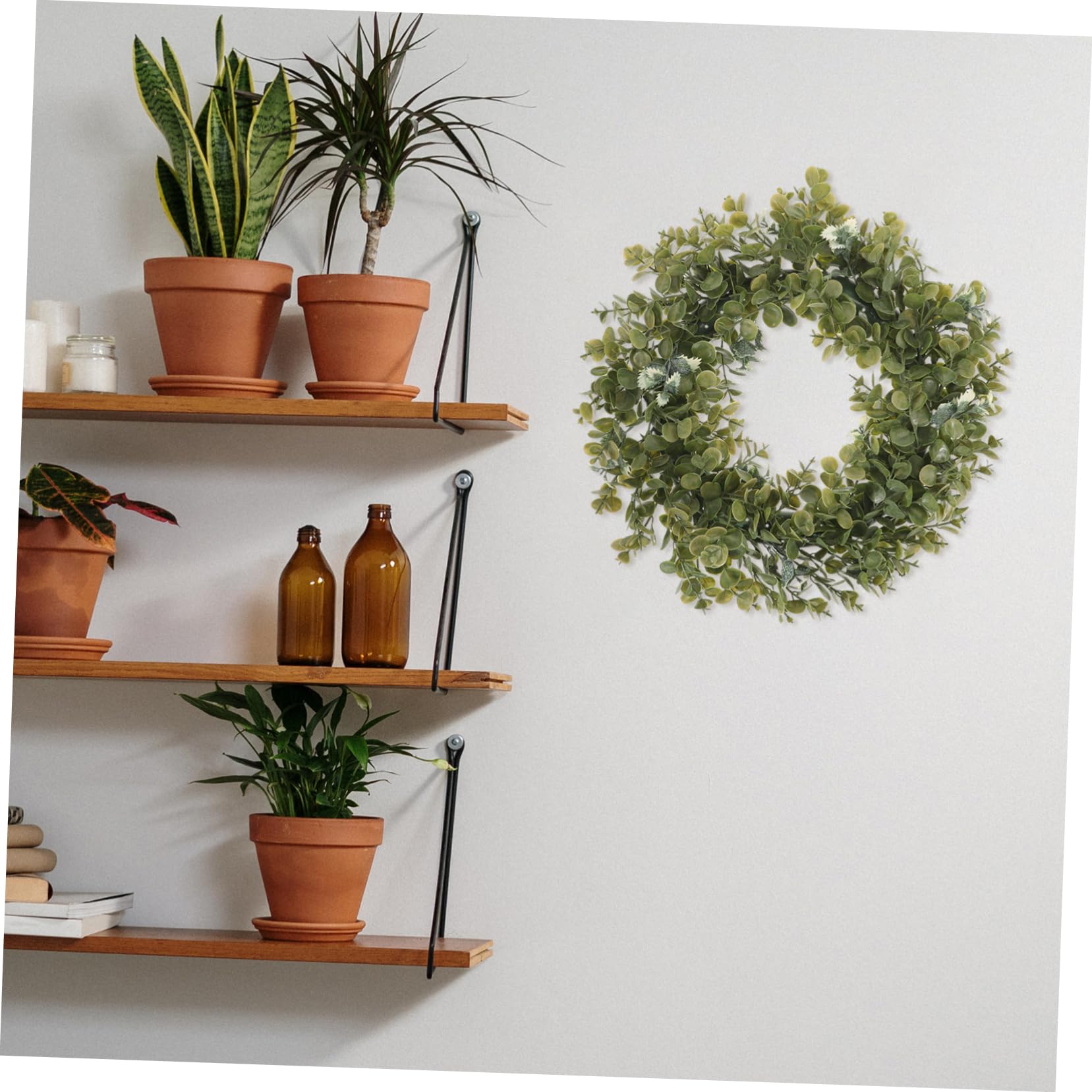Ghirlanda Decorativa Da Parete in Stile Foglie Di Eucalipto Finte, 35 Cm, Materiale Sintetico Resistente Per Decorazioni Di Nozze e Casa