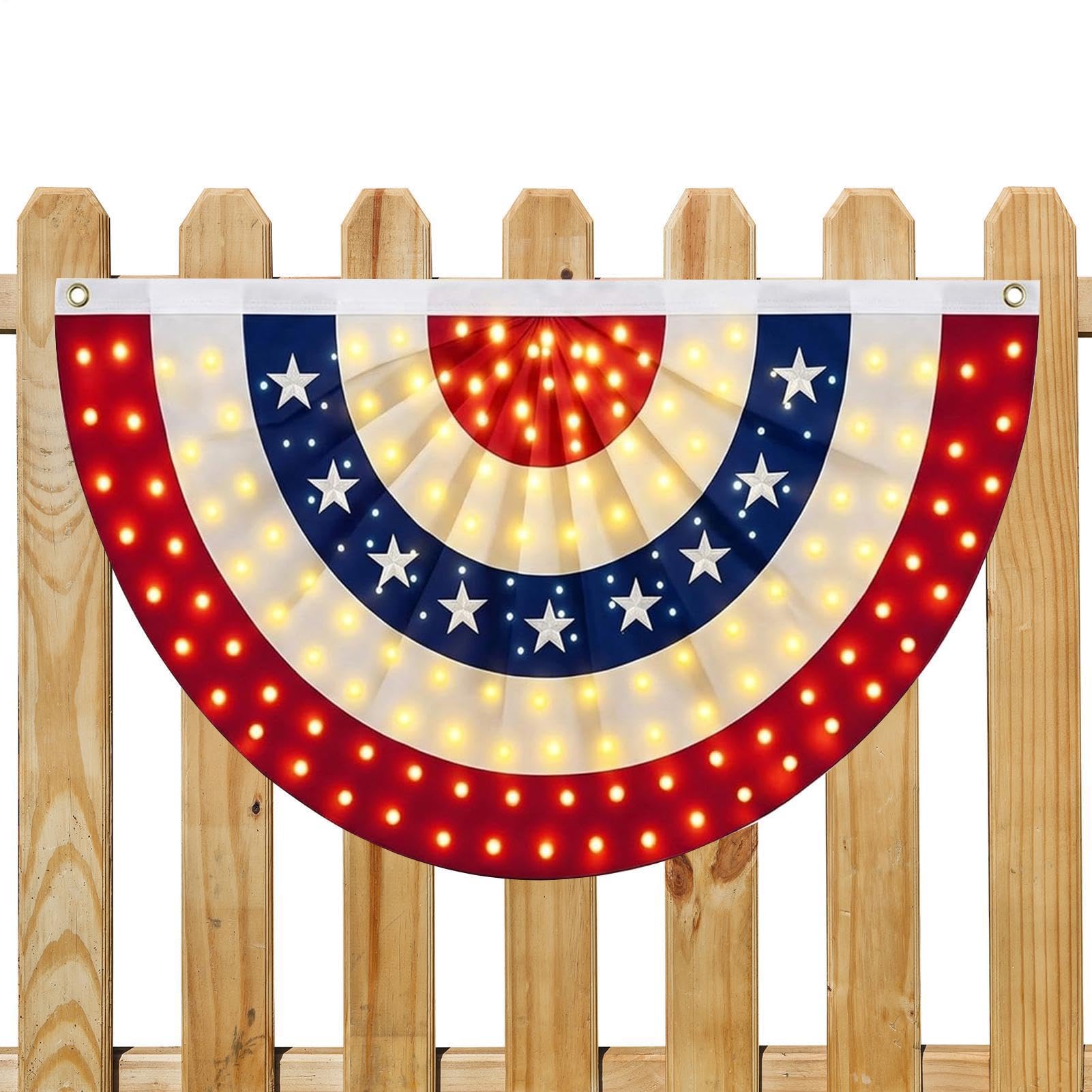 Drapeau plissé américain 9x1,8m patriotique pour décoration de balcon et terrasse