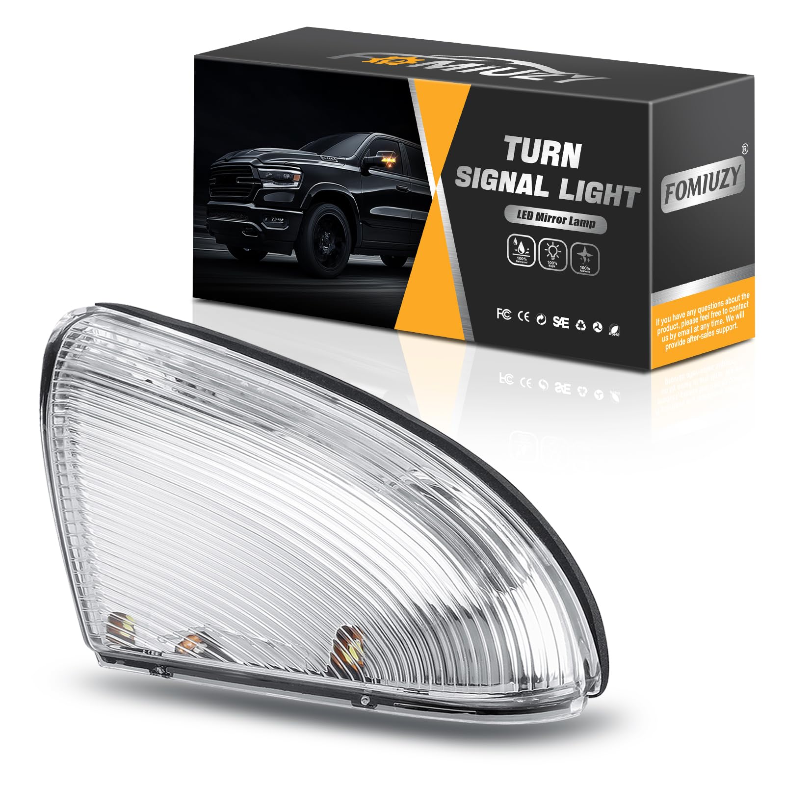 WEILEITE LED Side Mirror Light Turn Signal Bulb Puddle Lamp Lens Cover Fit Dodge Ram 1500 2009-2011 2012 2013 2014 2015 2016 2017 2018 Ram 2500 2010-2018 Left Driver Replaces 68064949AA 68232479AA