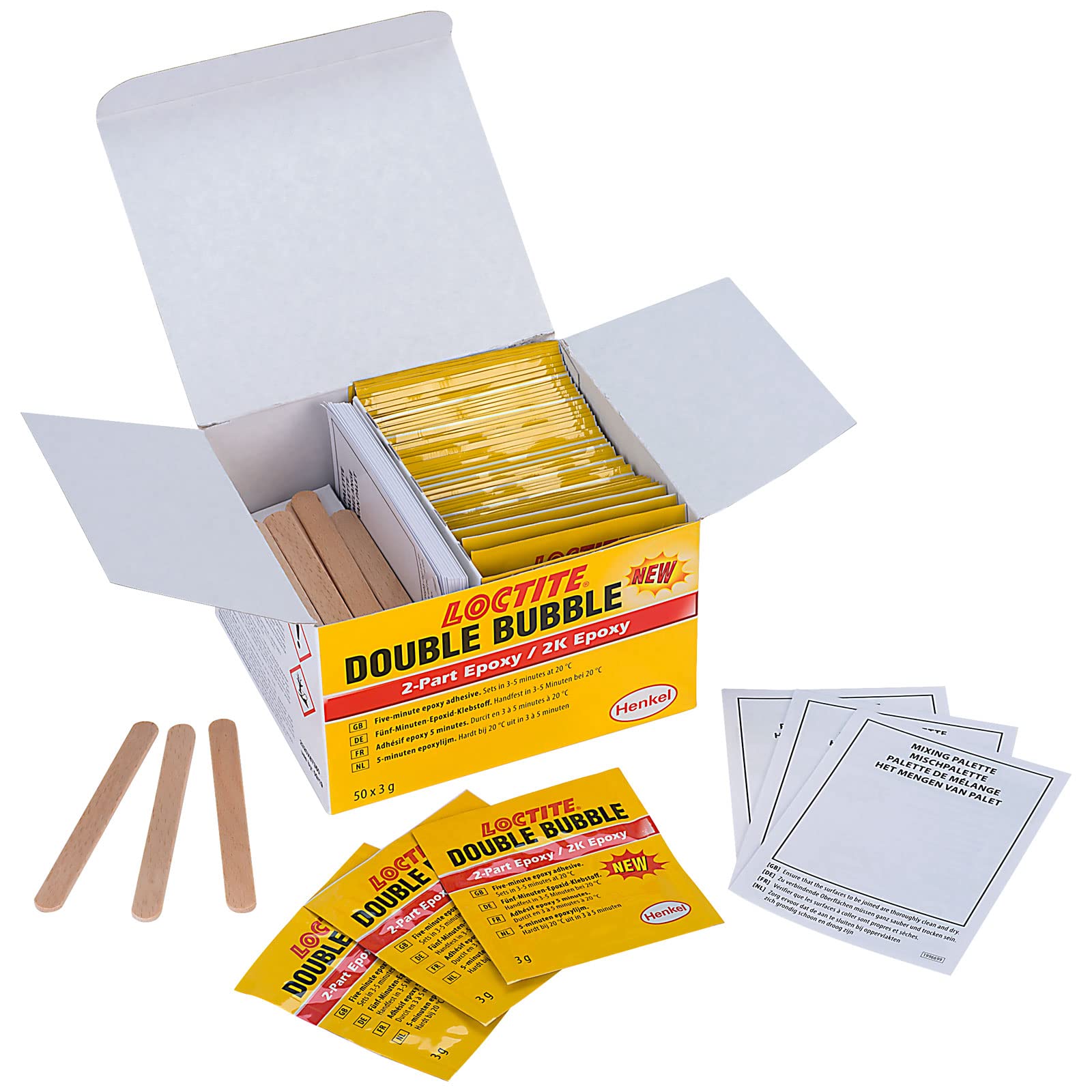 Loctite 1303596, 50 x Bolsa de 3 G), 2 K de adhesivo epoxi, Double Bubble