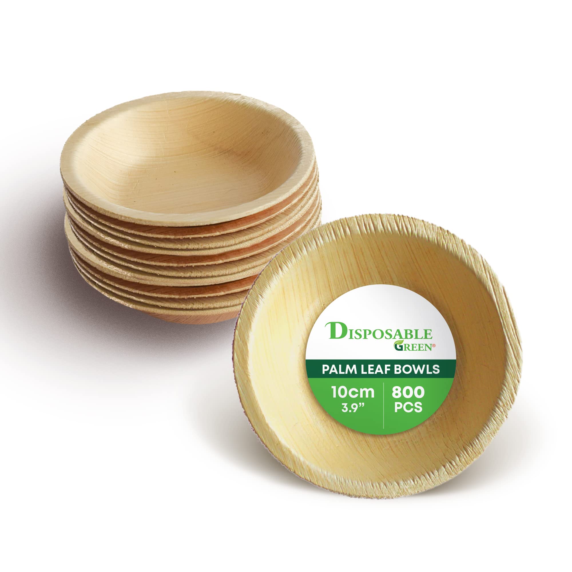 DISPOSABLE GREEN® | Round Bowls | Various Sizes | COMPOSTABLE, Biodegradable, Disposable Tableware, ECO Friendly | Stylish | Sturdy | PCS (800, 10 CM Round x 2 CM DEEP)