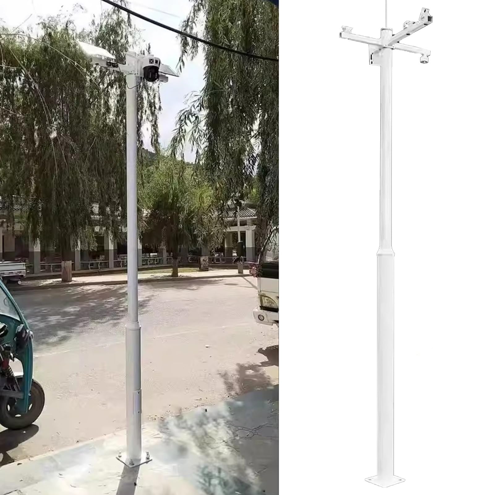 Staffa Telecamera Esterna Sezioni Palo per Telecamera di Sicurezza da Esterno, Palo per Telecamera di Sicurezza di Sorveglianza, Palo per Telecamera di Sicurezza e 4 Staffe(6m (19.7ft))