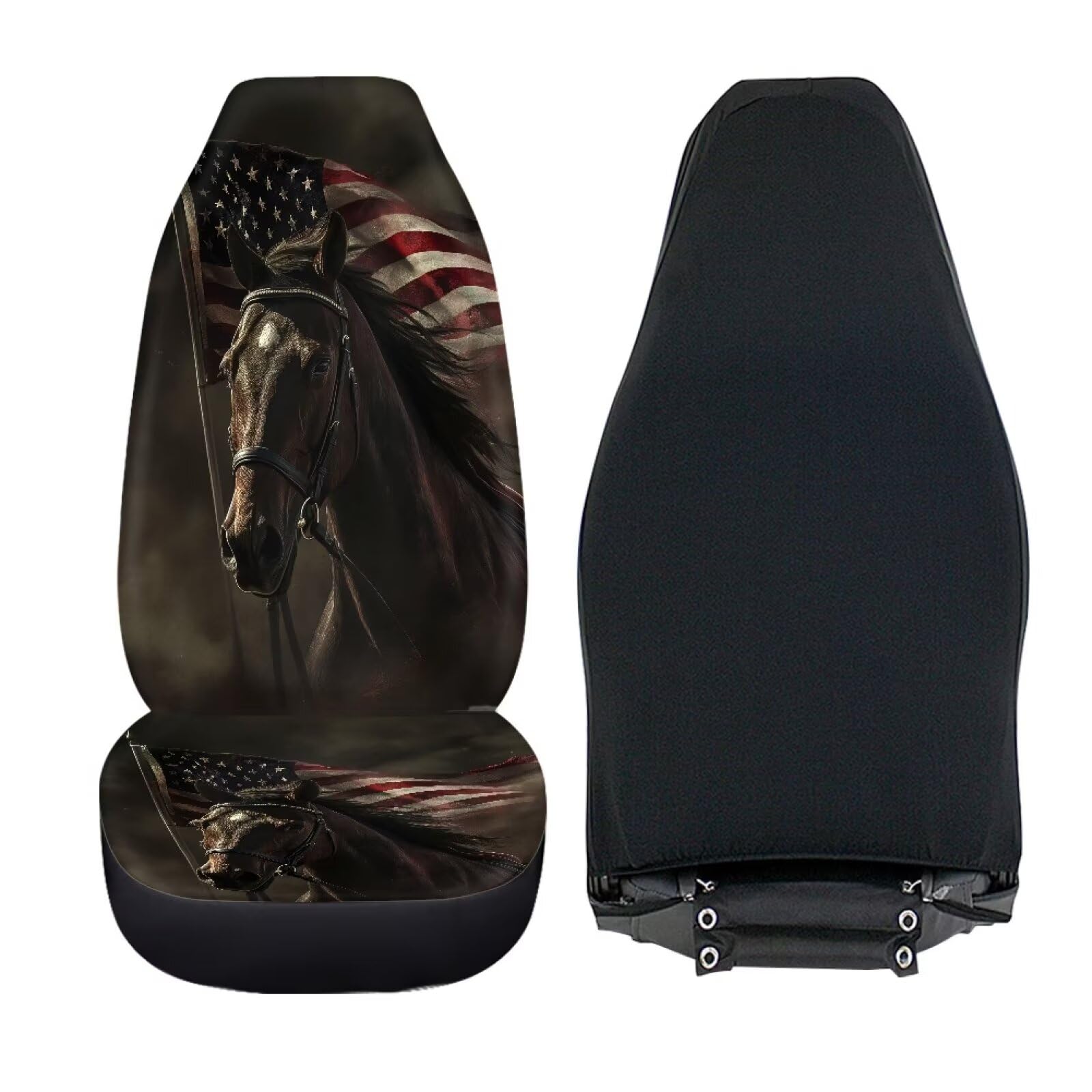 Baxinh Horse Floral Car Seat Covers Full Set - Universal Fit For SUV Sedan Truck, Non-Slip, Blue & Red - View #11