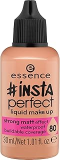 essence insta perfect liquid make up, podkład, nr 80 hot chocolate, nude, matujące, naturalne, matowe, bezolejowe, wodoodporne, bez alkoholu (30ml)