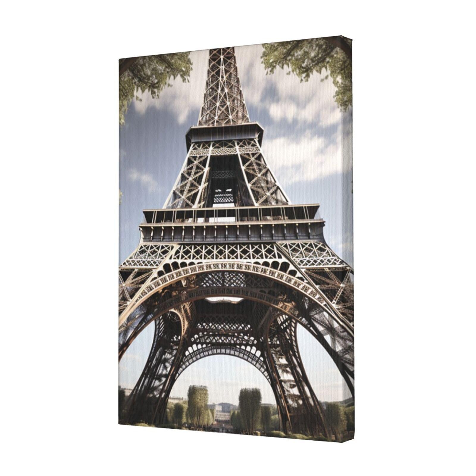 Eiffel Tower French Paris Monument Canvas Wall Art for Living Room Wall Decor 12"x18" Modern Artwork Painting Pictures Hanging Canvas Prints Aesthetic Wall Art for Bedroom Bathroom Office Wallart