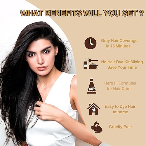 Miniatura 2 de Champú de cabello negro para cobertura de canas, champú de tinte para cabello negro 3 en 1, champú de color de cabello insant para mujeres y