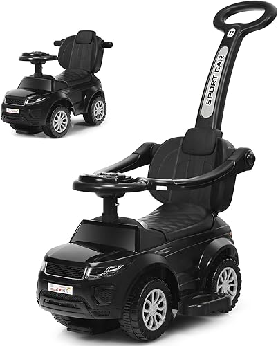 Costzon Cochecito 3 en 1 con bocina, música, luz, almacenamiento debajo del asiento, mango parental, barandillas para reposabrazos, juguete para