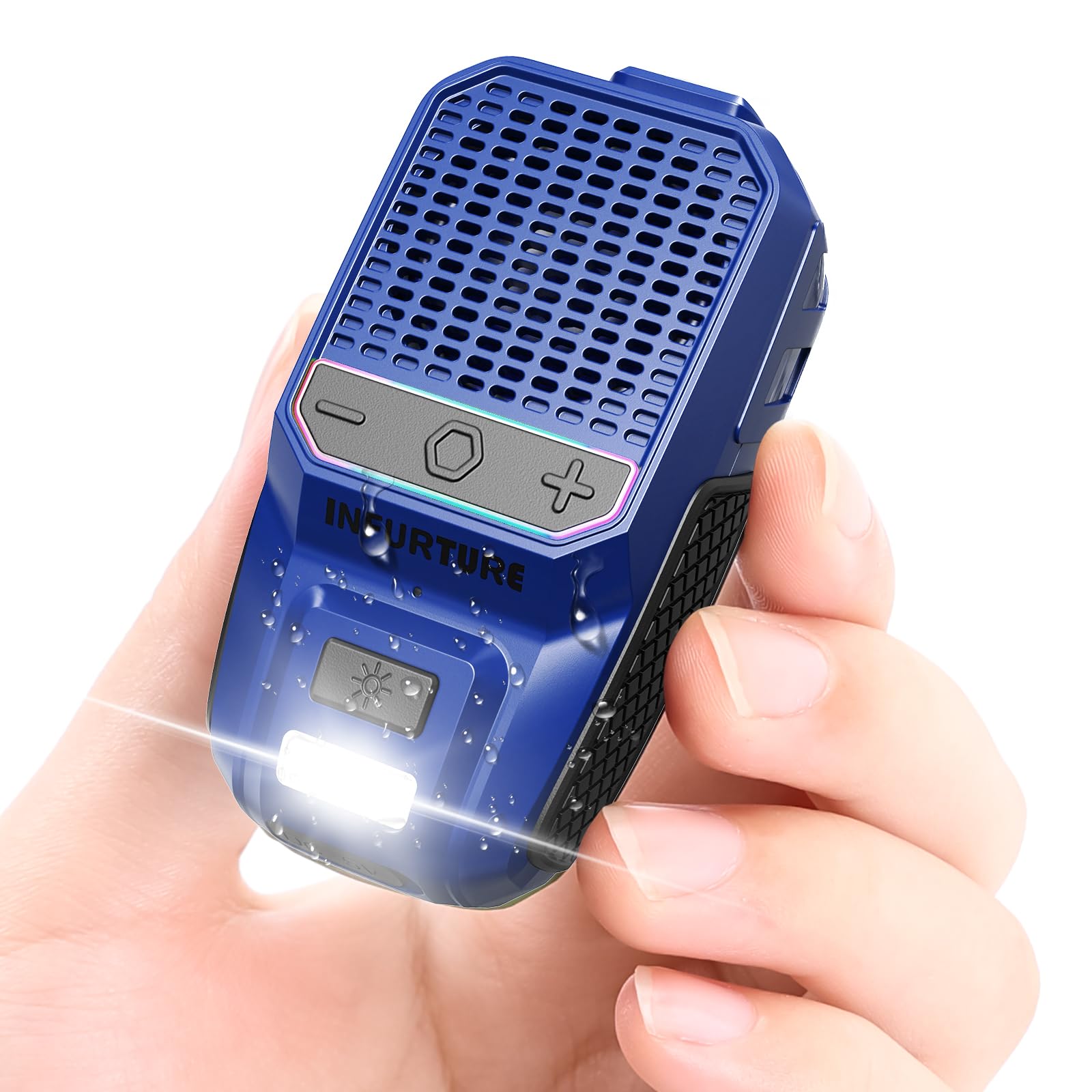 Wearable Bluetooth Speaker with RGB/Flashlight Clip-On Speaker, Waterproof Shower Speakers Built-in Noise Reduction Mic for Hands-Free Music/Calls-for