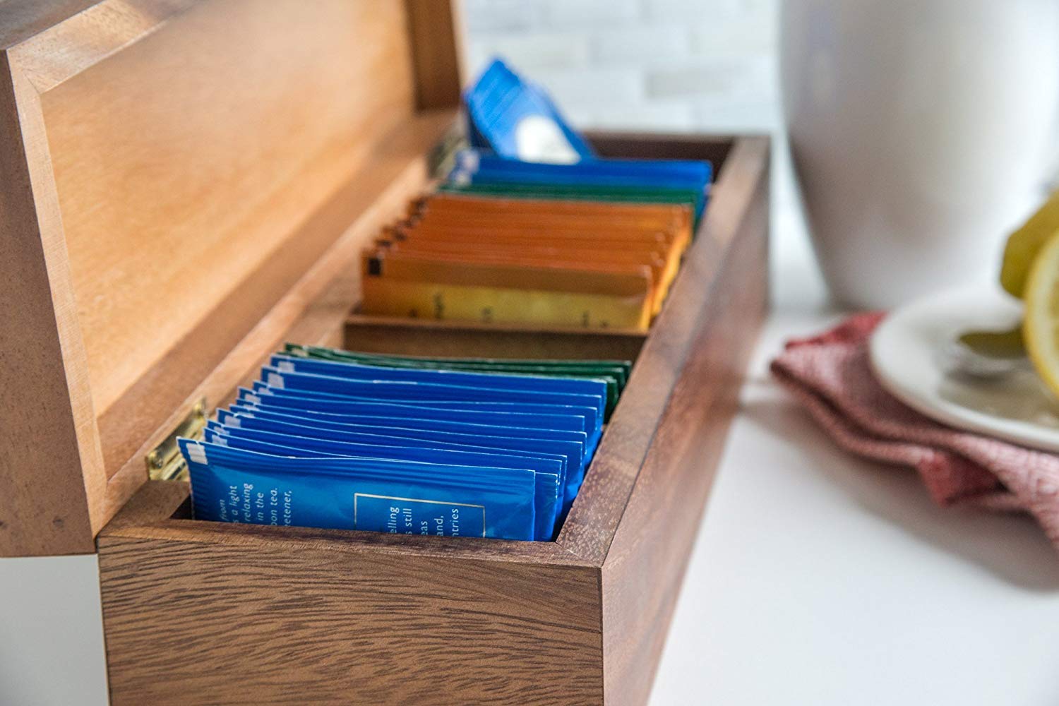 White Whale you think, we bring Wooden Tea Box Tea Chest Spice Organizer with Compartment 2