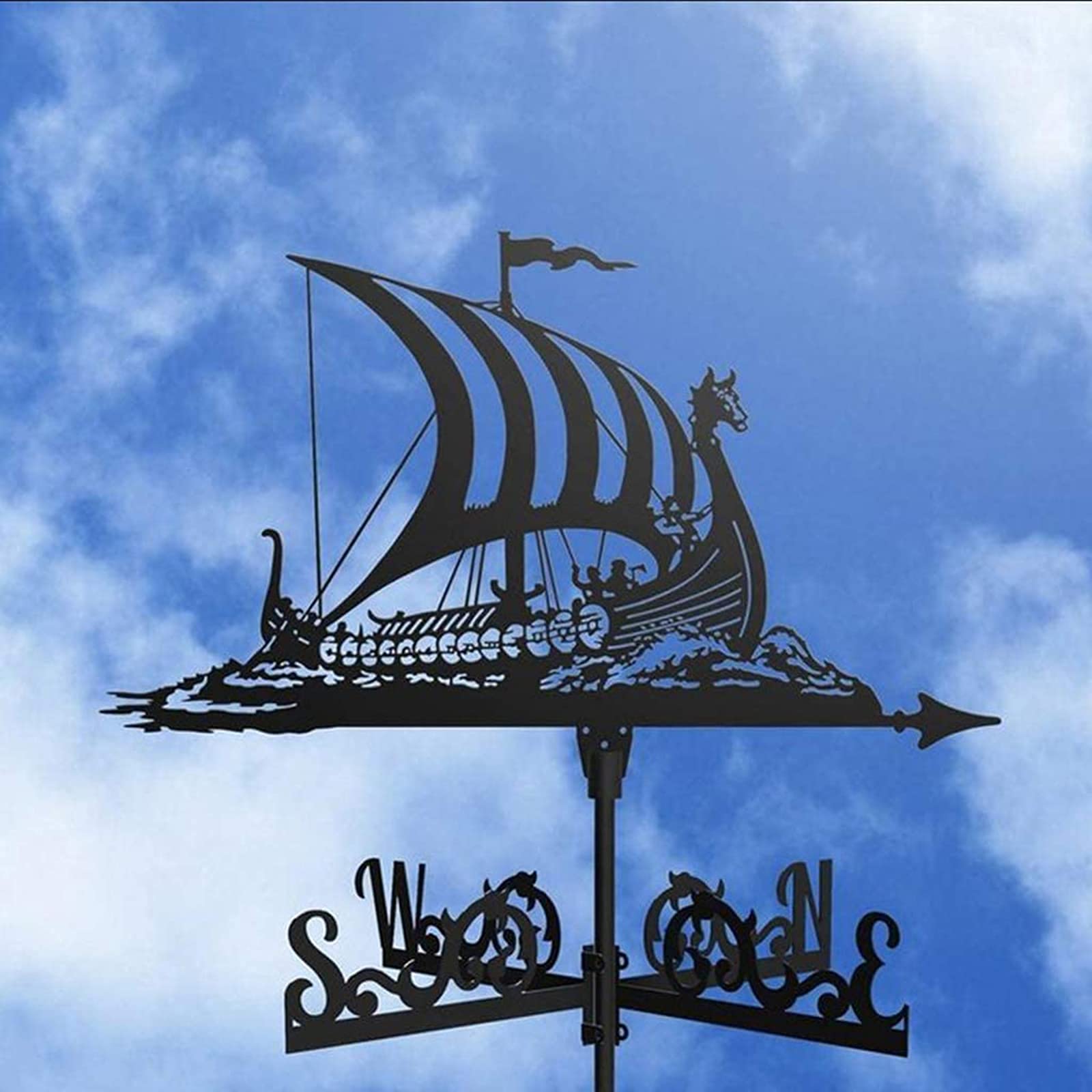 Banderuola Meteo In Metallo Retrò - Gallo Decorativo Per Tetti E Giardini, 33x55cm - Foto 3