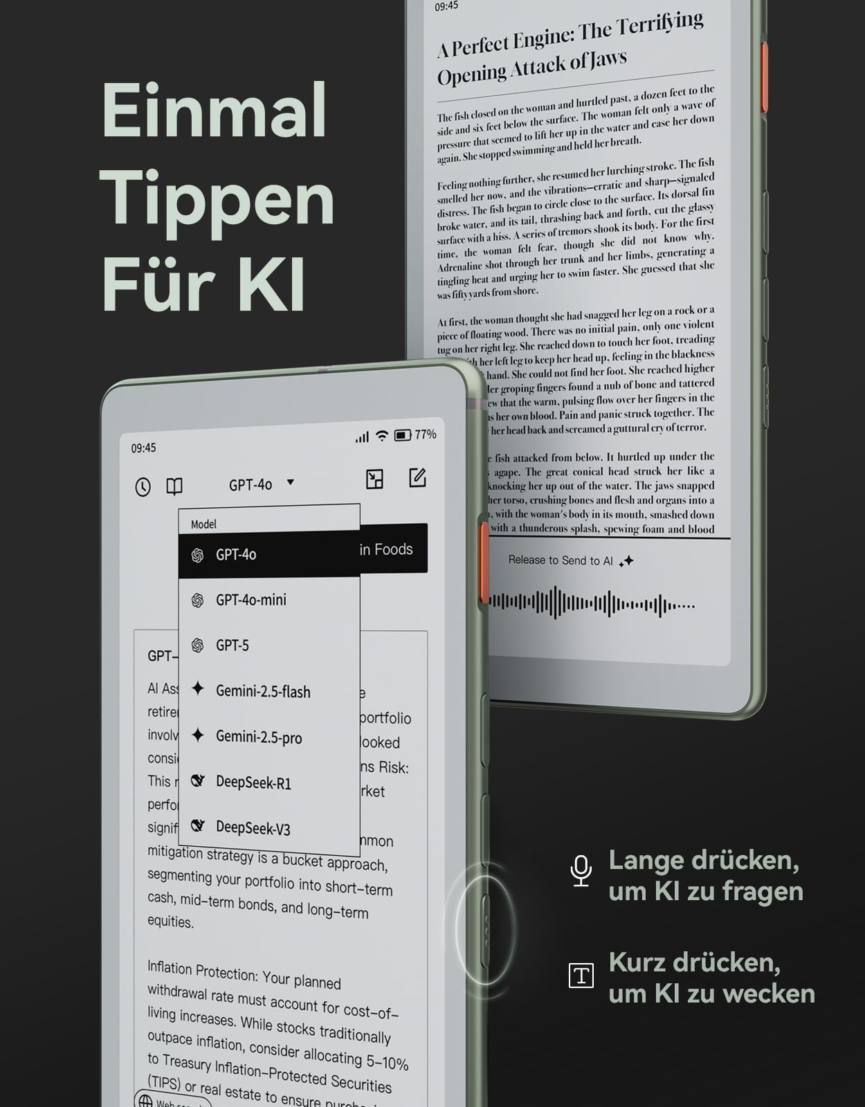 VIWOODS 6,13’’ AiPaper Reader mit 4G-Konnektivität, Ultra-dünnem & leichtem E-Ink eReader, AI-Integration, 300 PPI, einstellbarem Frontlicht, 128 GB Speicher