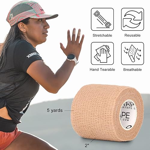 Miniatura 2 de OK TAPE Vendajes cohesivos autoadherentes  12 paquetes, 2 pulgadas x 5 yardas, vendaje autoadhesivo no tejido para pulgar, dedo, muñeca, tobillo,