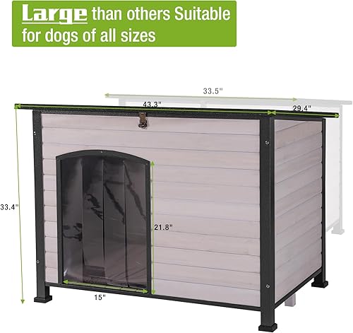 Miniatura 6 de Casa de perro aislante para perros al aire libre con forro para invierno, impermeable