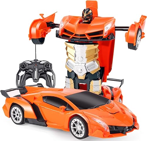 Remote Control Car - Transform Robot RC Cars Contains All Batteries One-Button Deformation and 360 Degree Rotating Drifting, Present Christmas