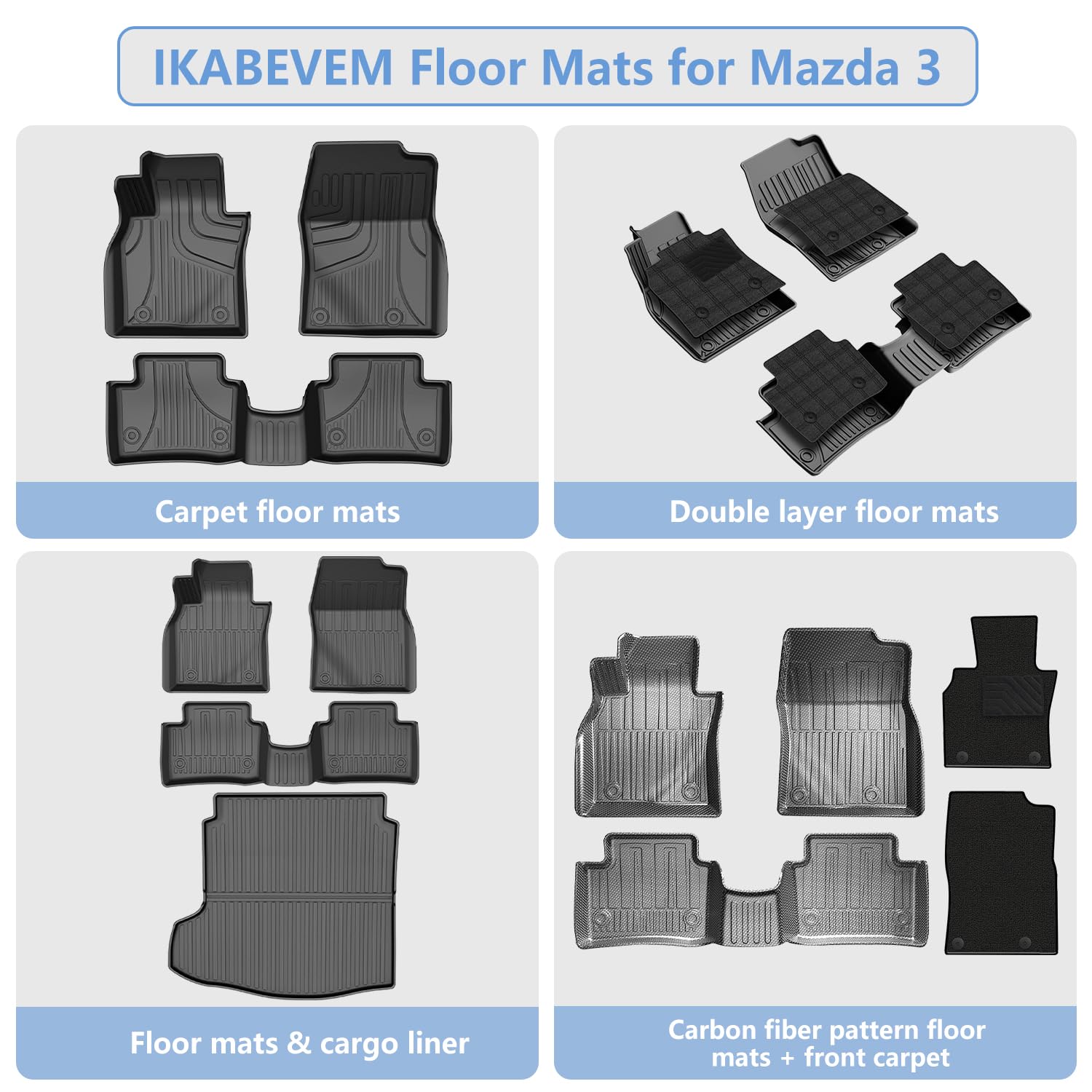 Original Floor Mats for 2019-2025 Mazda 3 All Models - Custom Fit TPE Floor Liners - All Weather — view 9