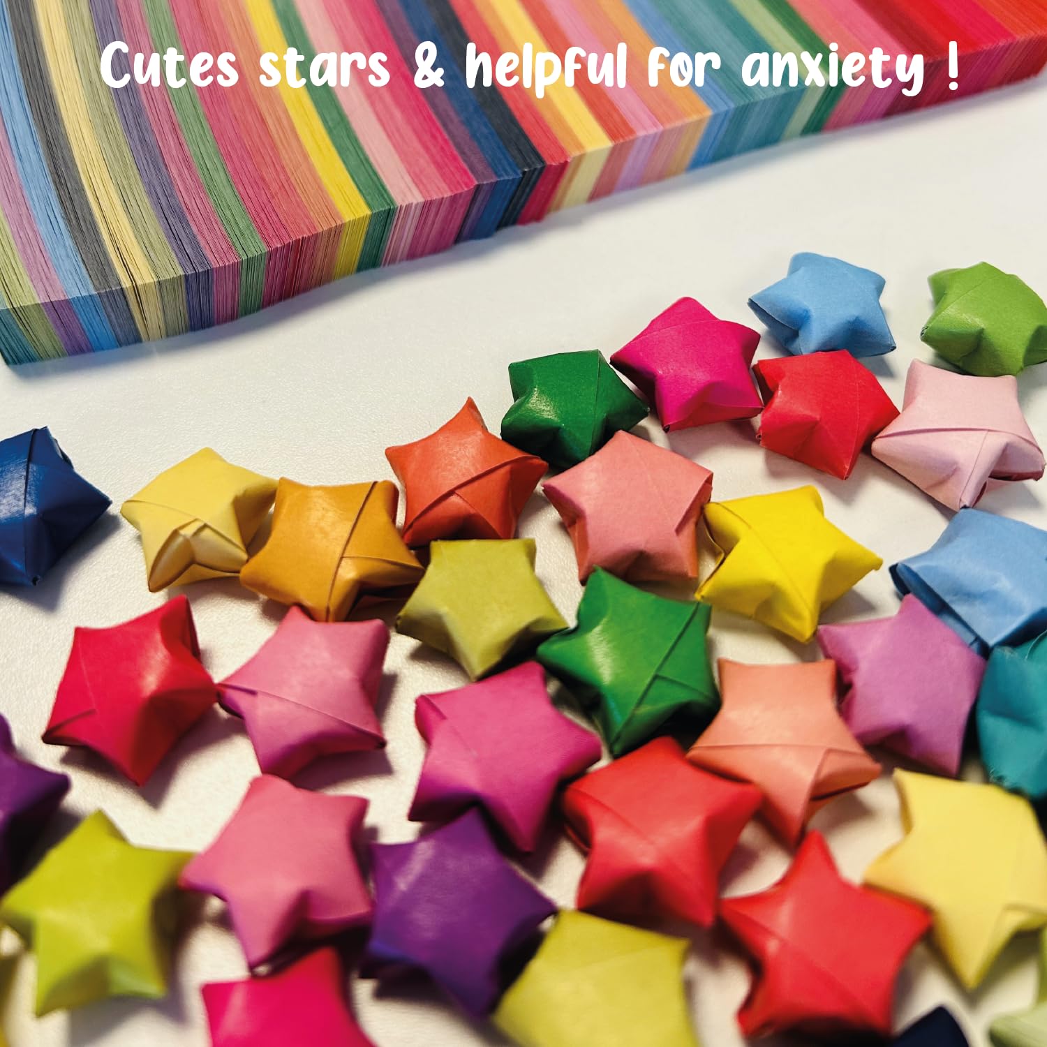 1000 Sheets Origami Star Paper - 40 Colors, Double Sided, 9.85x0.4 Inch Strips For DIY Lucky Stars