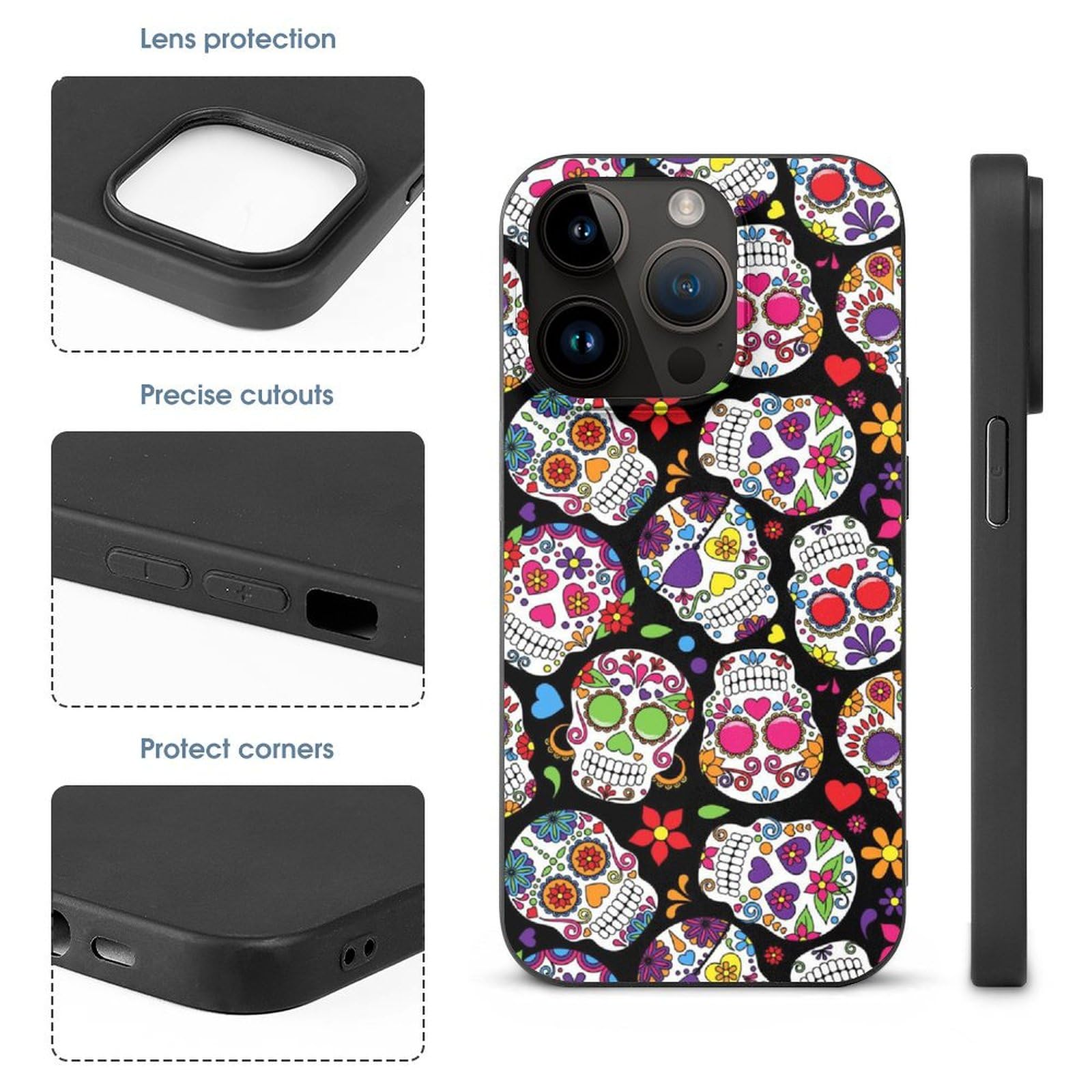 Amazon.co.jp: iPhone14Proケース TPU 保護カバー ドクロ柄 髑髅柄 
