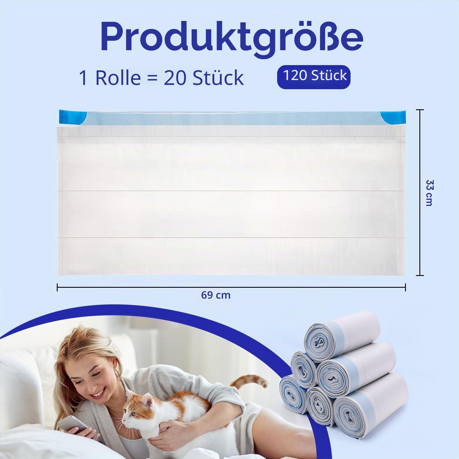 120 Stück Katzentoilettenbeutel für Neakasa und PetPivot offene selbstreinigende Katzentoiletten, extra dicke, robuste Einlagen, Ersatz, geruchlos, 68,6 x 33 cm, hält 10 kg