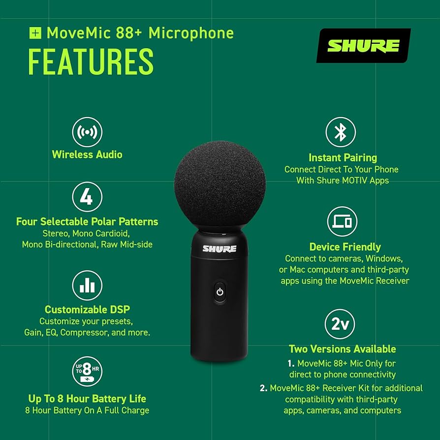 Amazon.com: Shure MoveMic 88+ Wireless Microphone – Professional