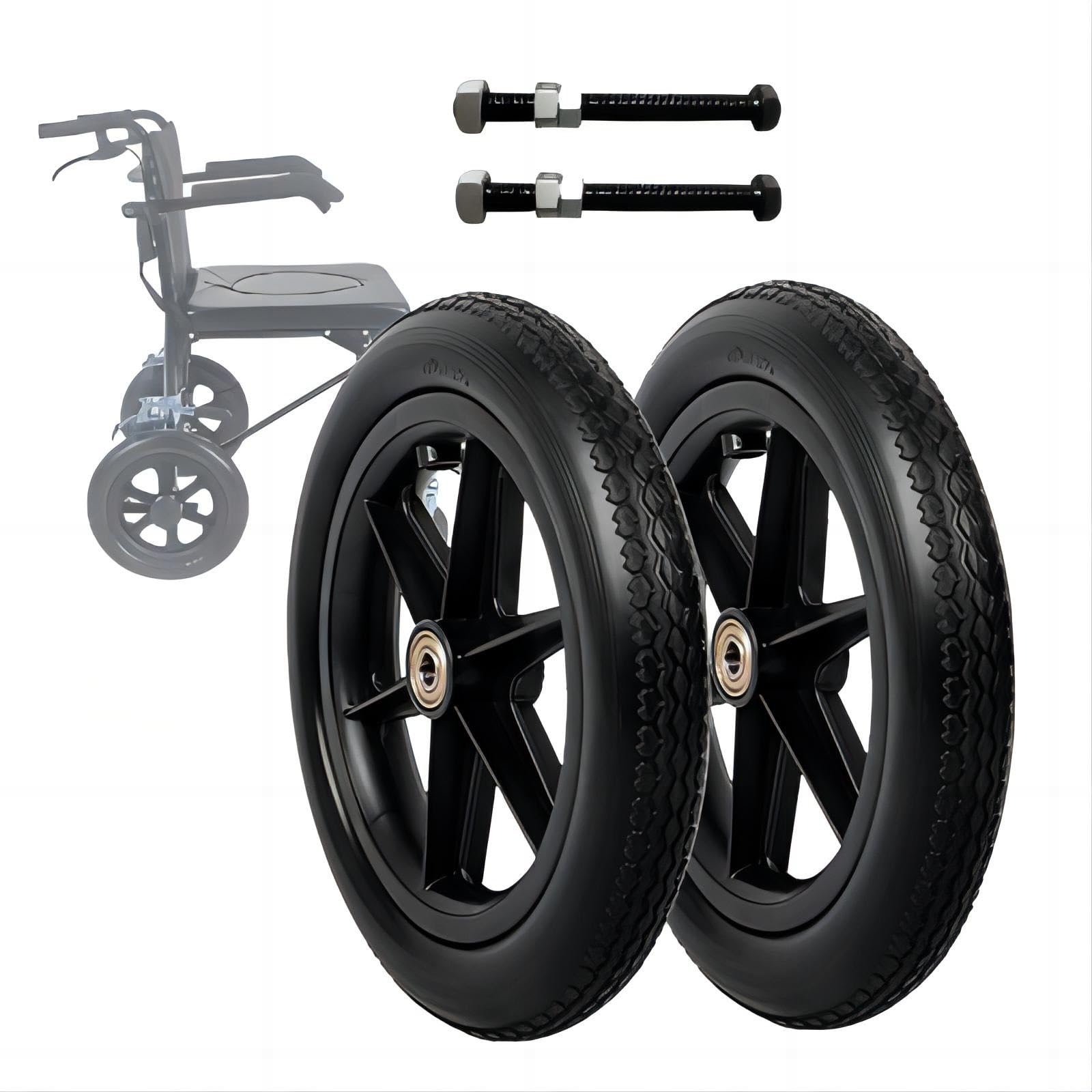 WORDFUN 2X Rueda Trasera para Sillas De Ruedas, 300mm Piezas De Repuesto para Sillas De Ruedas, Scooters, Rueda Resistente Al Desgaste Resistente A Pinchazos, Ruedas De Sólido PU con Tornillo